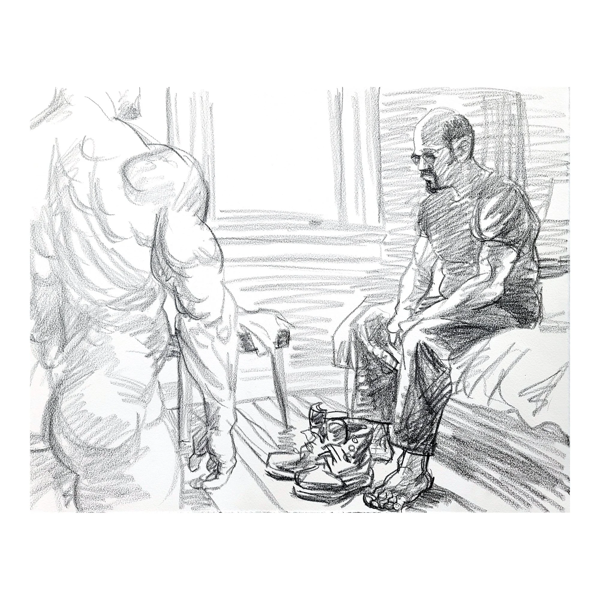 Self Portrait with another Figure, 22x30 inches, crayon on Rives BFK, by Kenney Mencher Etsy.jpg