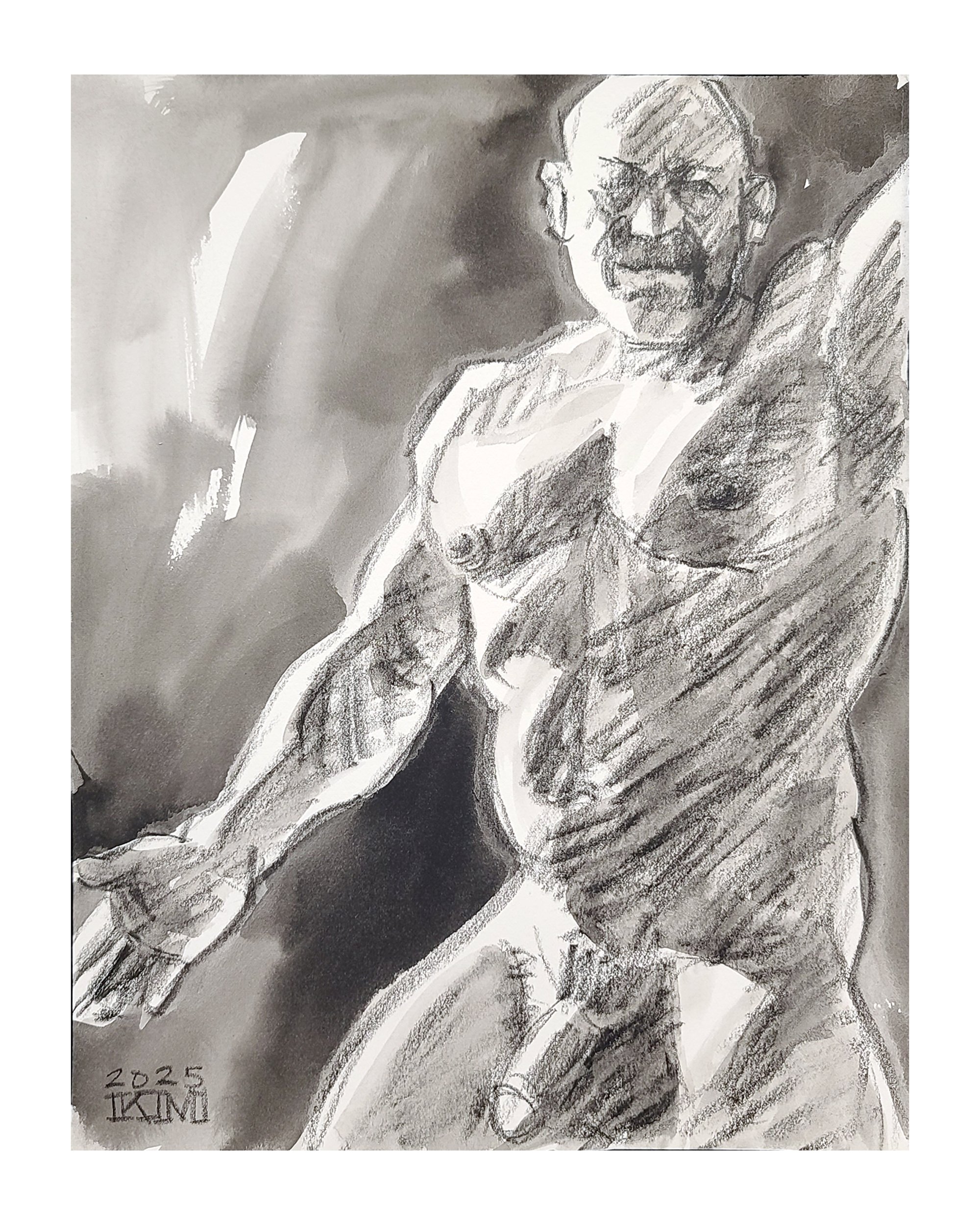 Athlete, 11x14 inches, crayon and watercolor on Rives BFK by Kenney Mencher Square .jpg