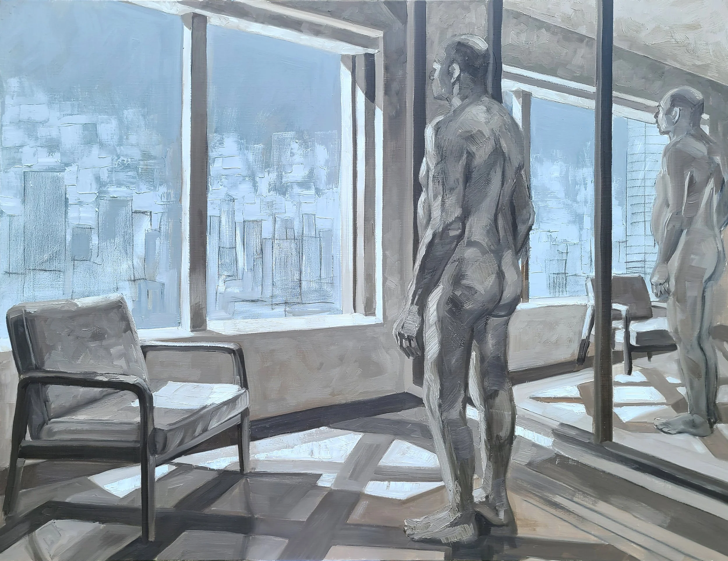 Saturday 9 12 AM, oil on linen, 36x48 inches, by Kenney Mencher.jpg