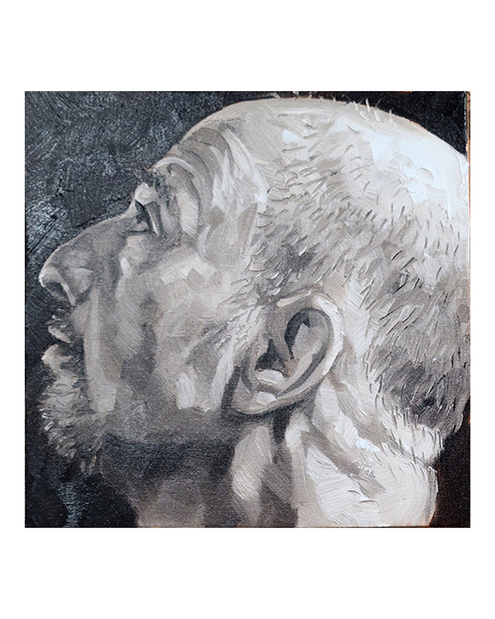 Self Portrait (Head Study Profile Looking Left), 12x12 inches, oil on canvas panel, by Kenney Mencher
