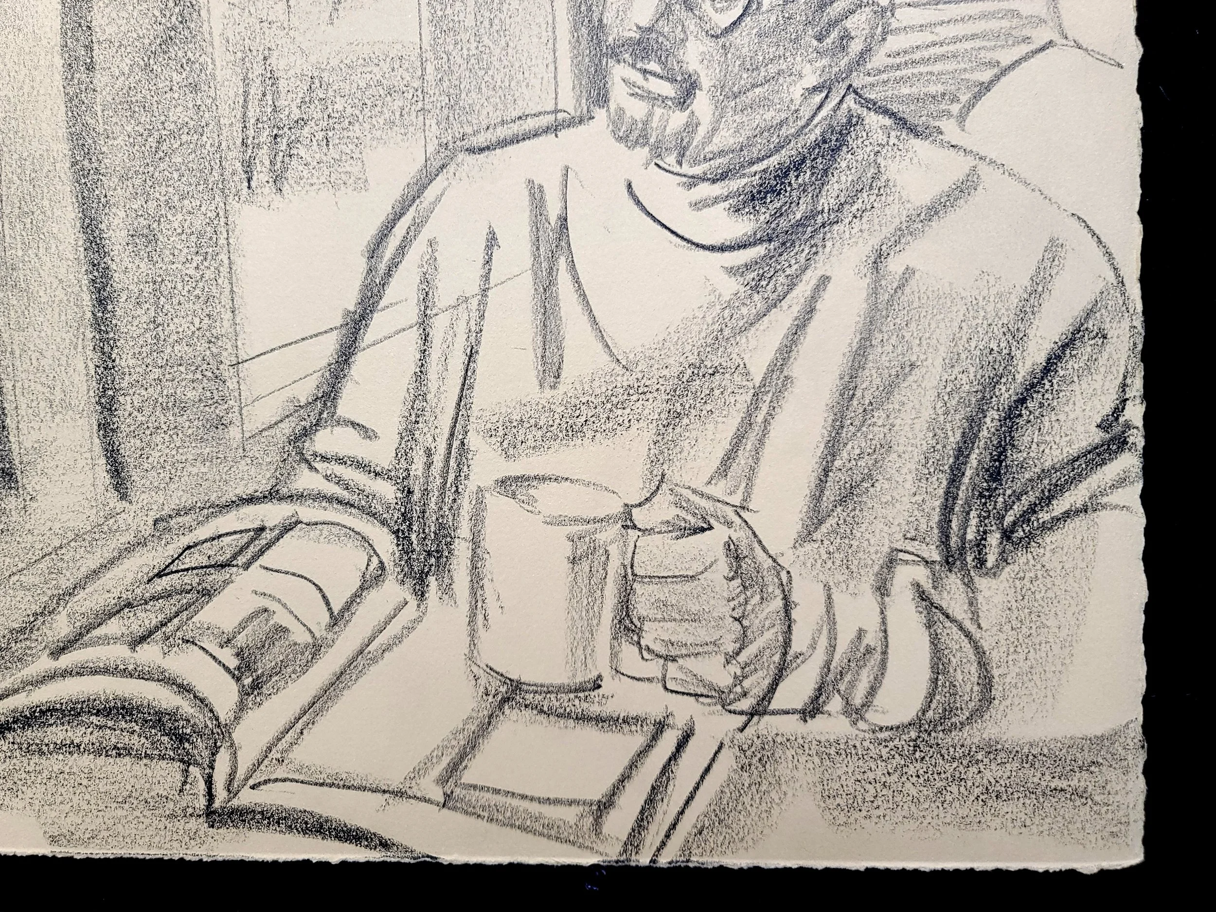 Coffee House, 16x22 inches, crayon on paper, by Kenney Mencher (5).jpg