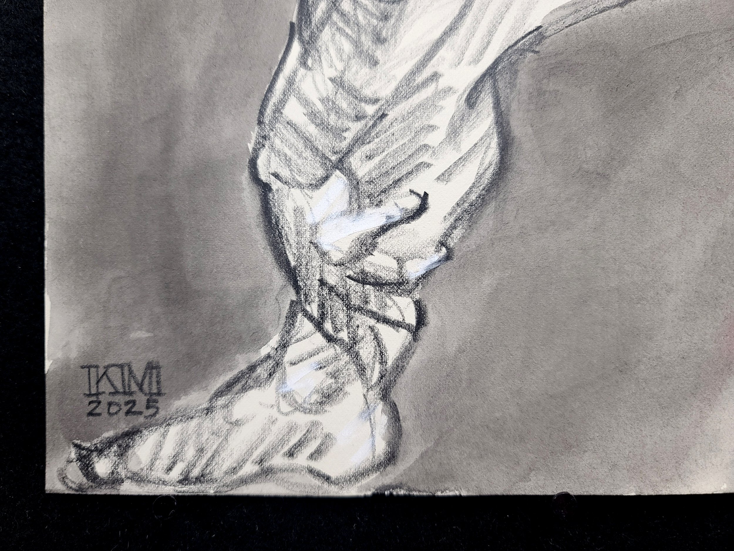 Stretching, 11x14 inches, crayon and watercolor on tan Rives BFK by Kenney Mencher (7).jpg