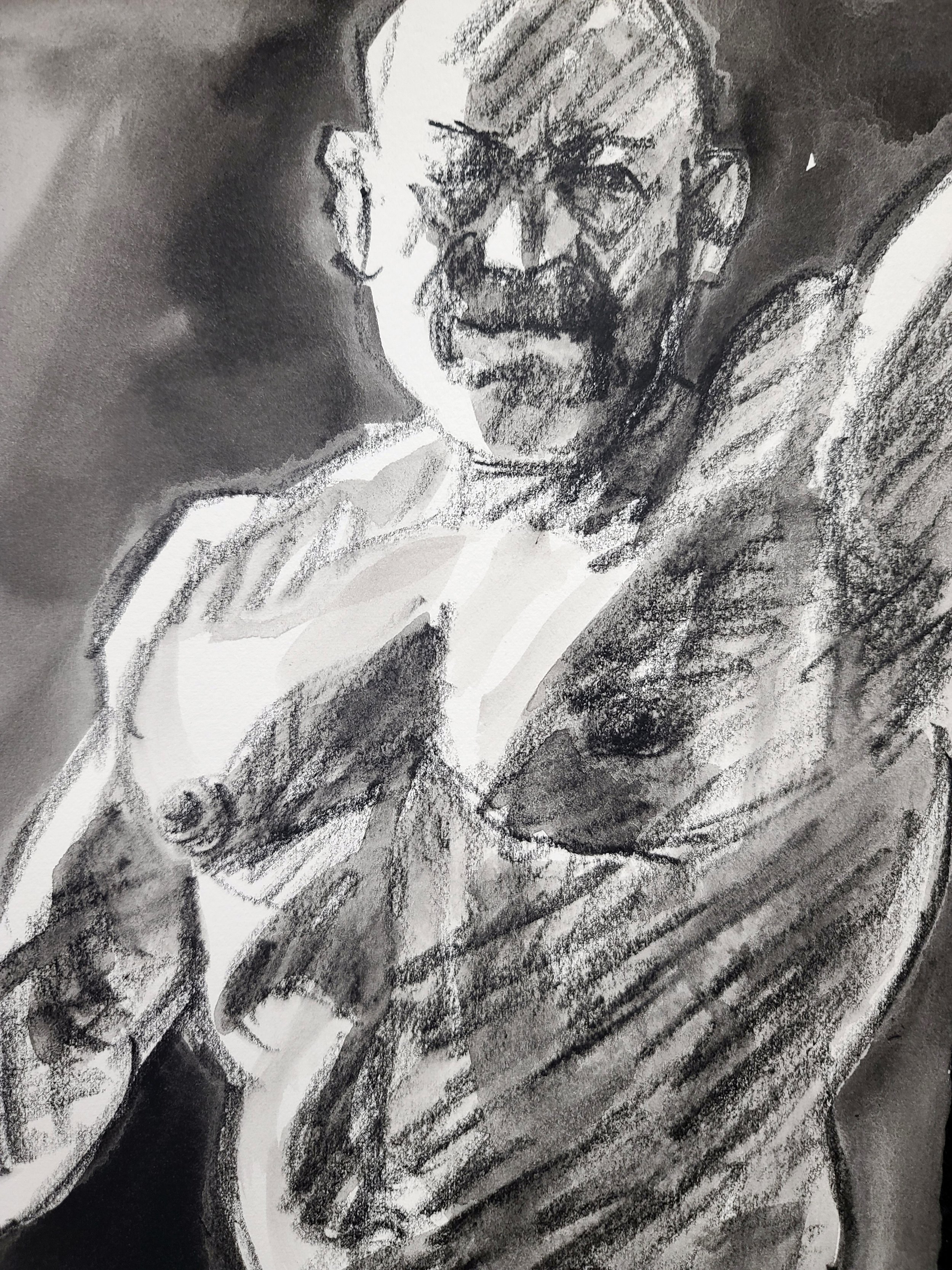 Athlete, 11x14 inches, crayon and watercolor on Rives BFK by Kenney Mencher (1).jpg