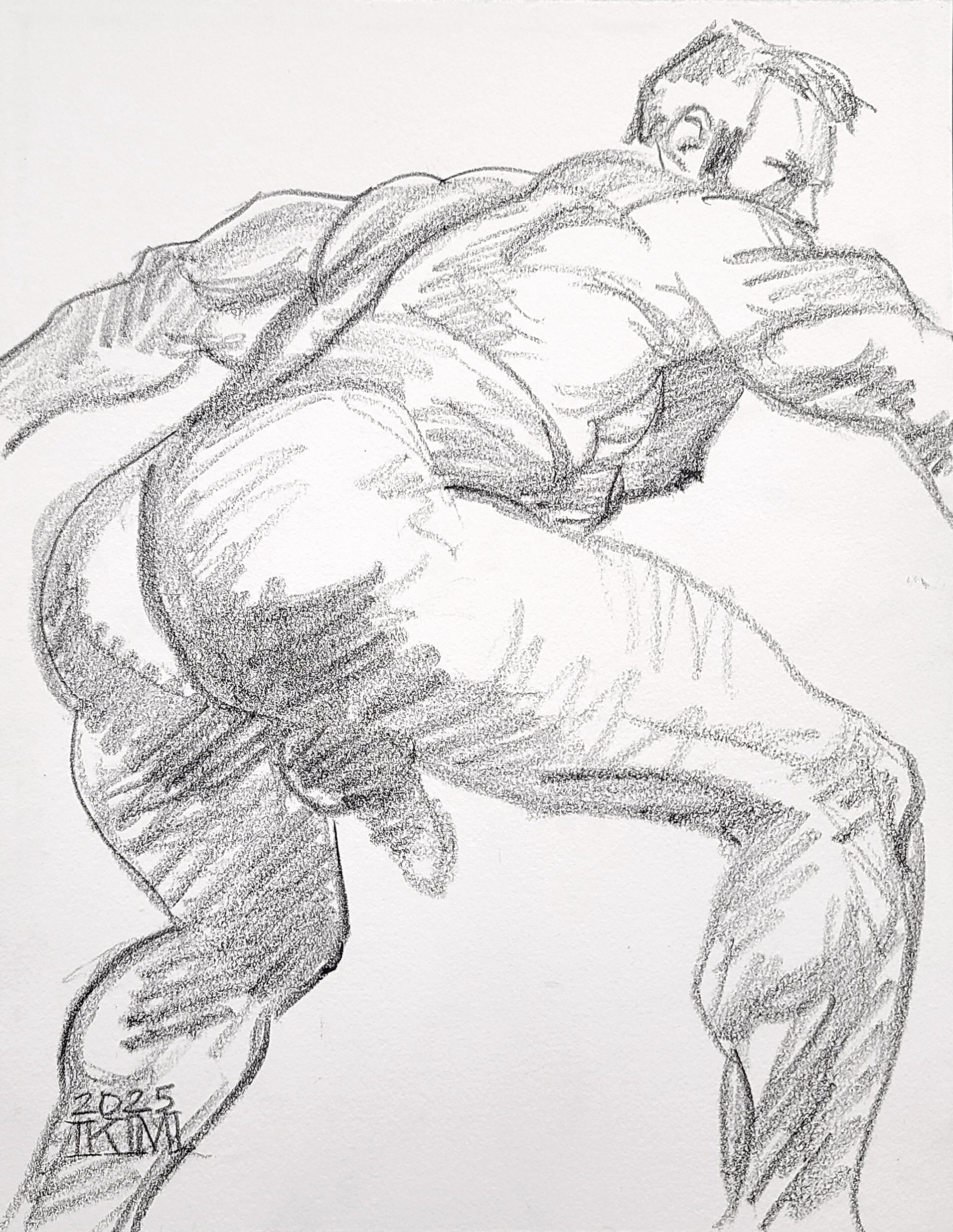 A Man of Action, 11x14 inches, crayon on Rives BFK by Kenney Mencher .jpg