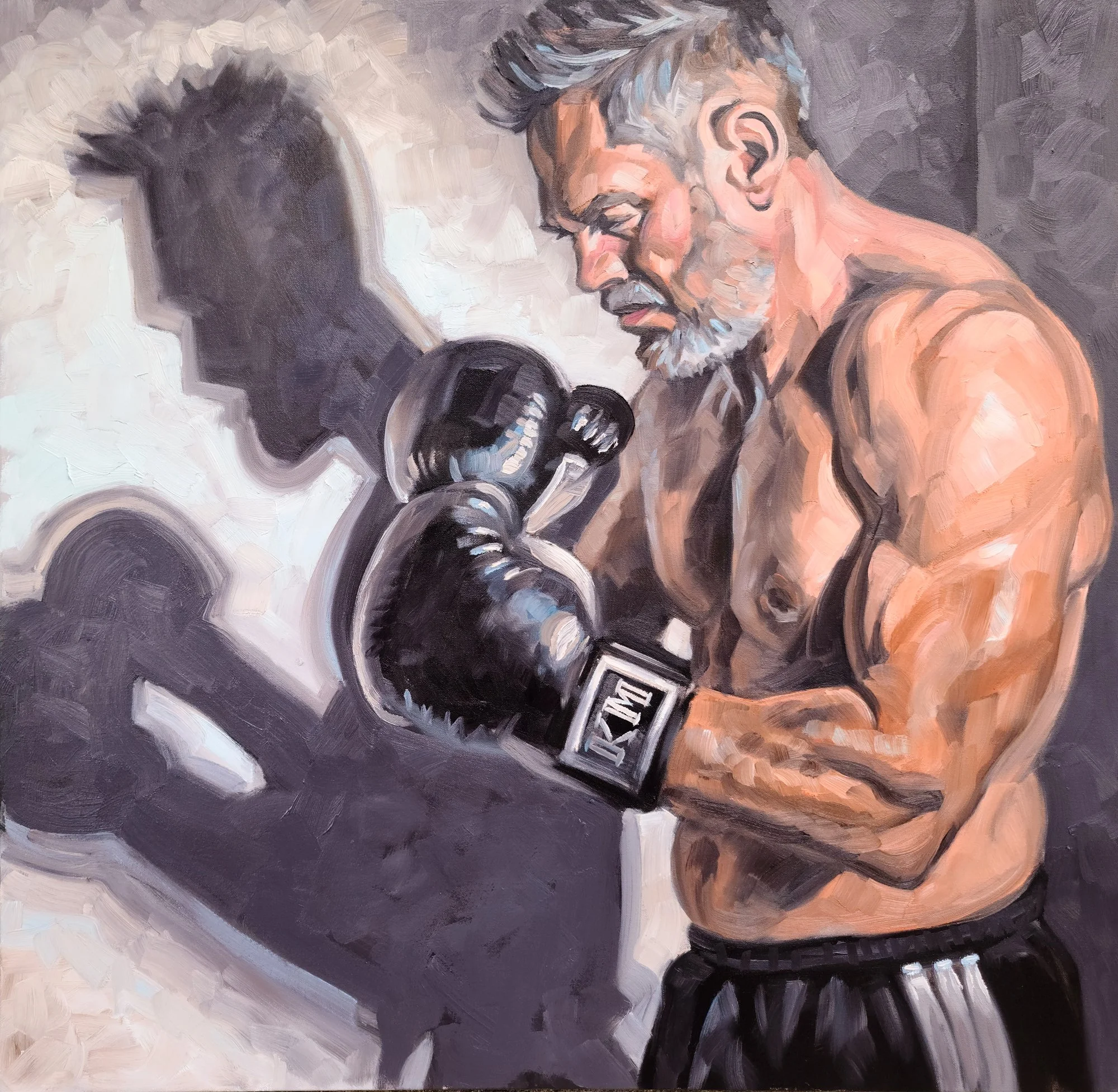 Shadow Boxing, 36x36x1.5 inches, oil on stretched canvas, by Kenney Mencher .jpg (Copy)