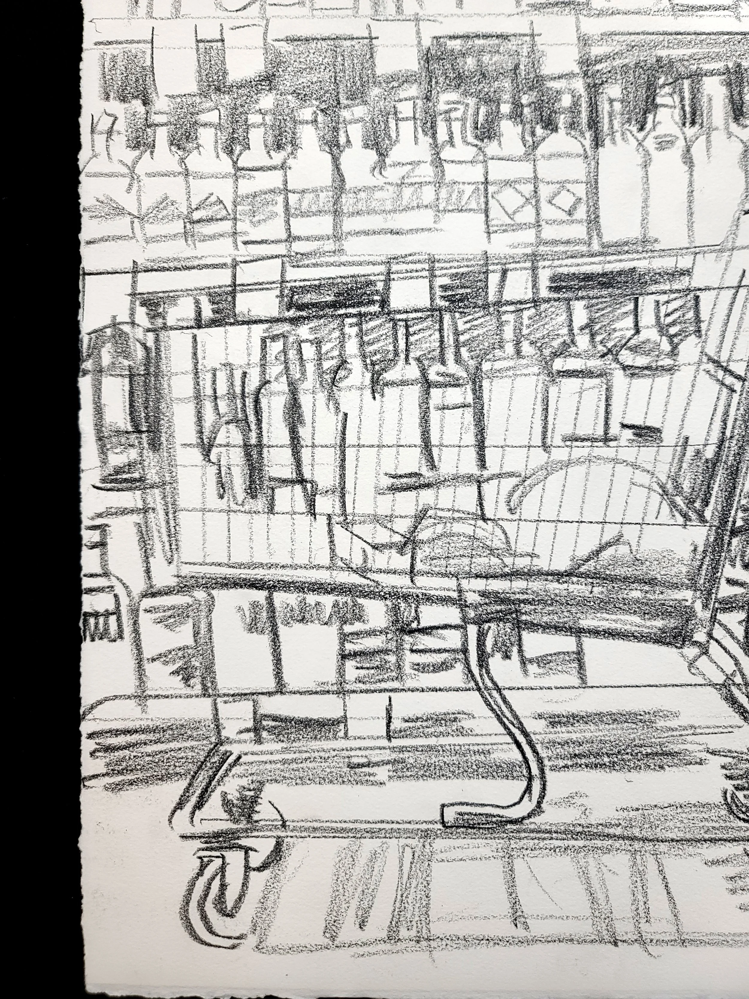 Groceries, Coffee House, 22x16 inches, crayon on paper, by Kenney Mencher (5).jpg