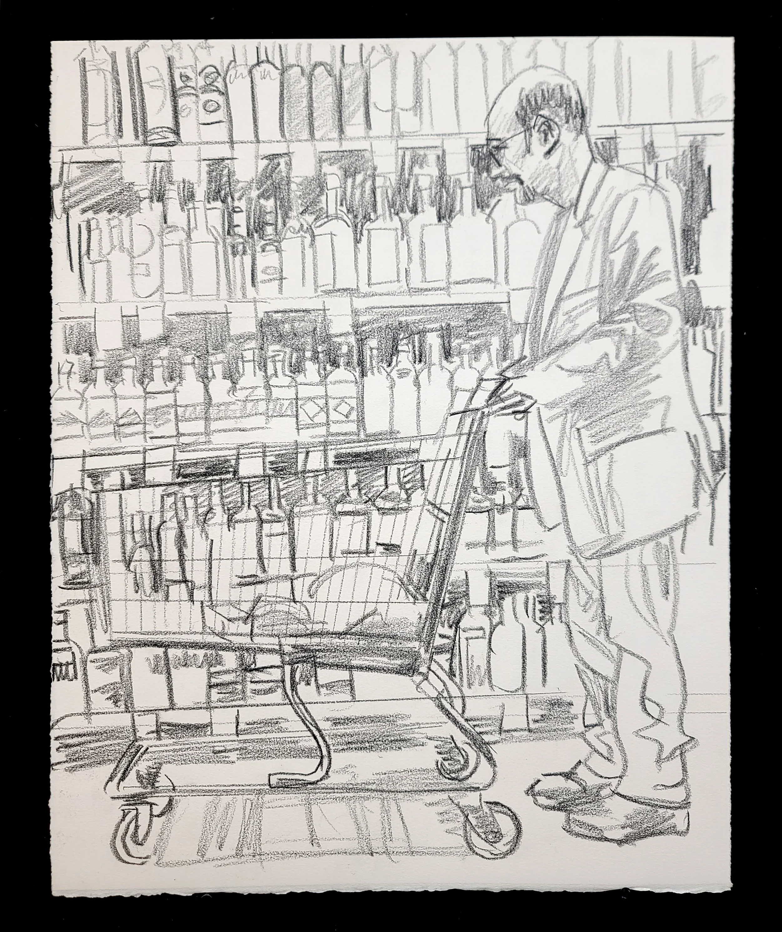 Groceries, Coffee House, 22x16 inches, crayon on paper, by Kenney Mencher (2).jpg