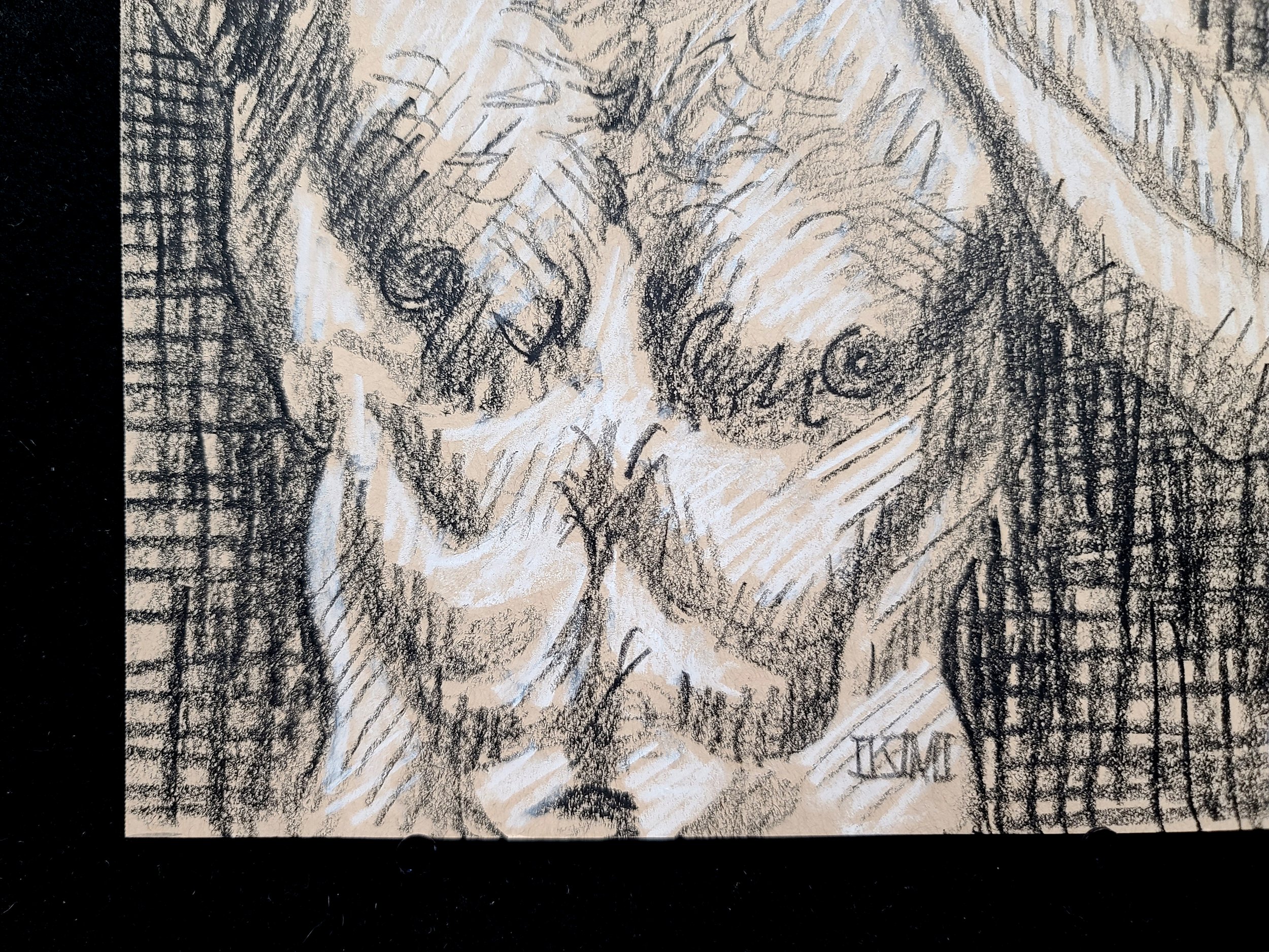 Toweling Off, 9x12 inches, black and white crayon on tan paper by Kenney Mencher (6).jpg