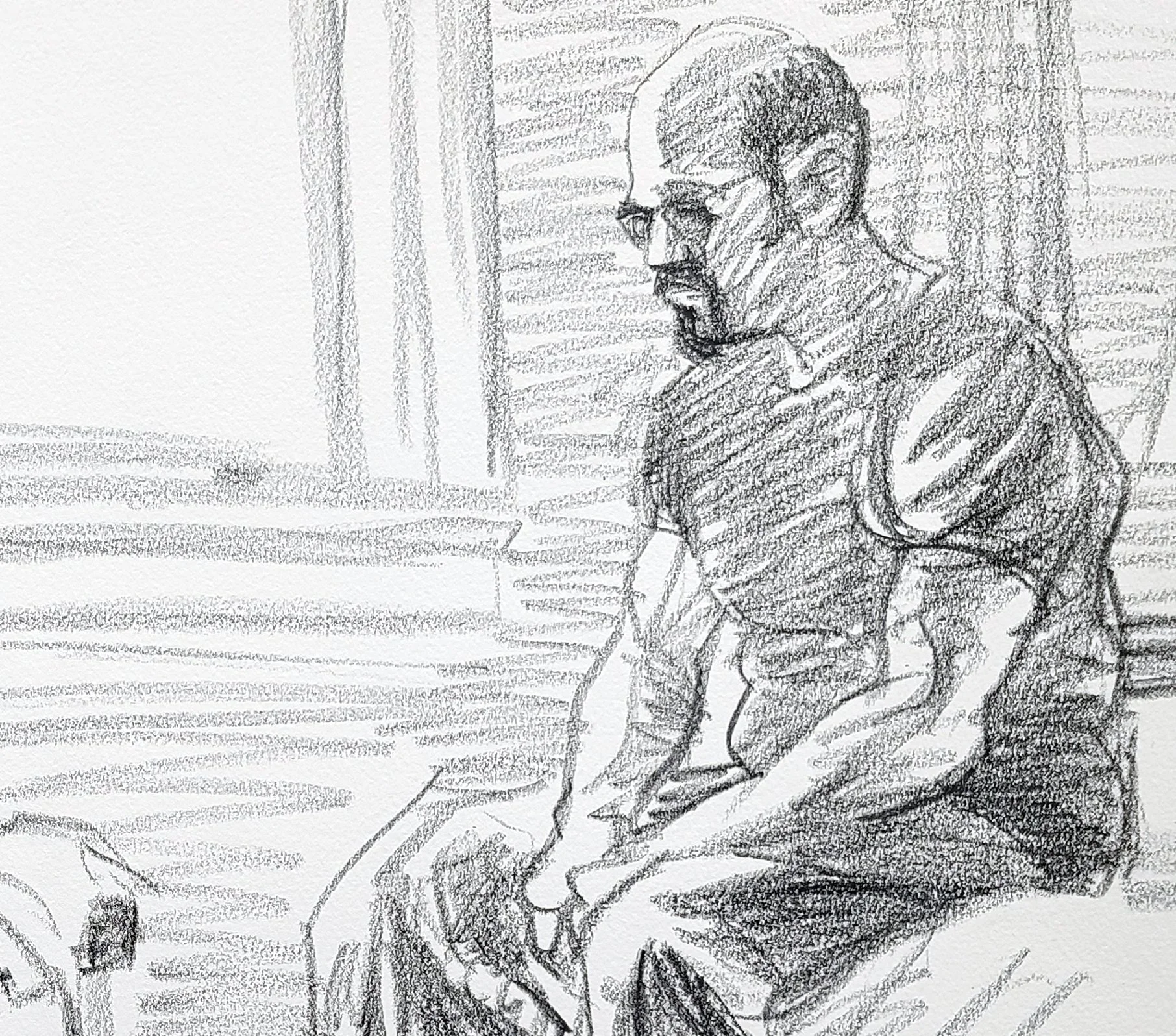 Self Portrait with another Figure, 22x30 inches, crayon on Rives BFK, by Kenney Mencher dtl.jpg