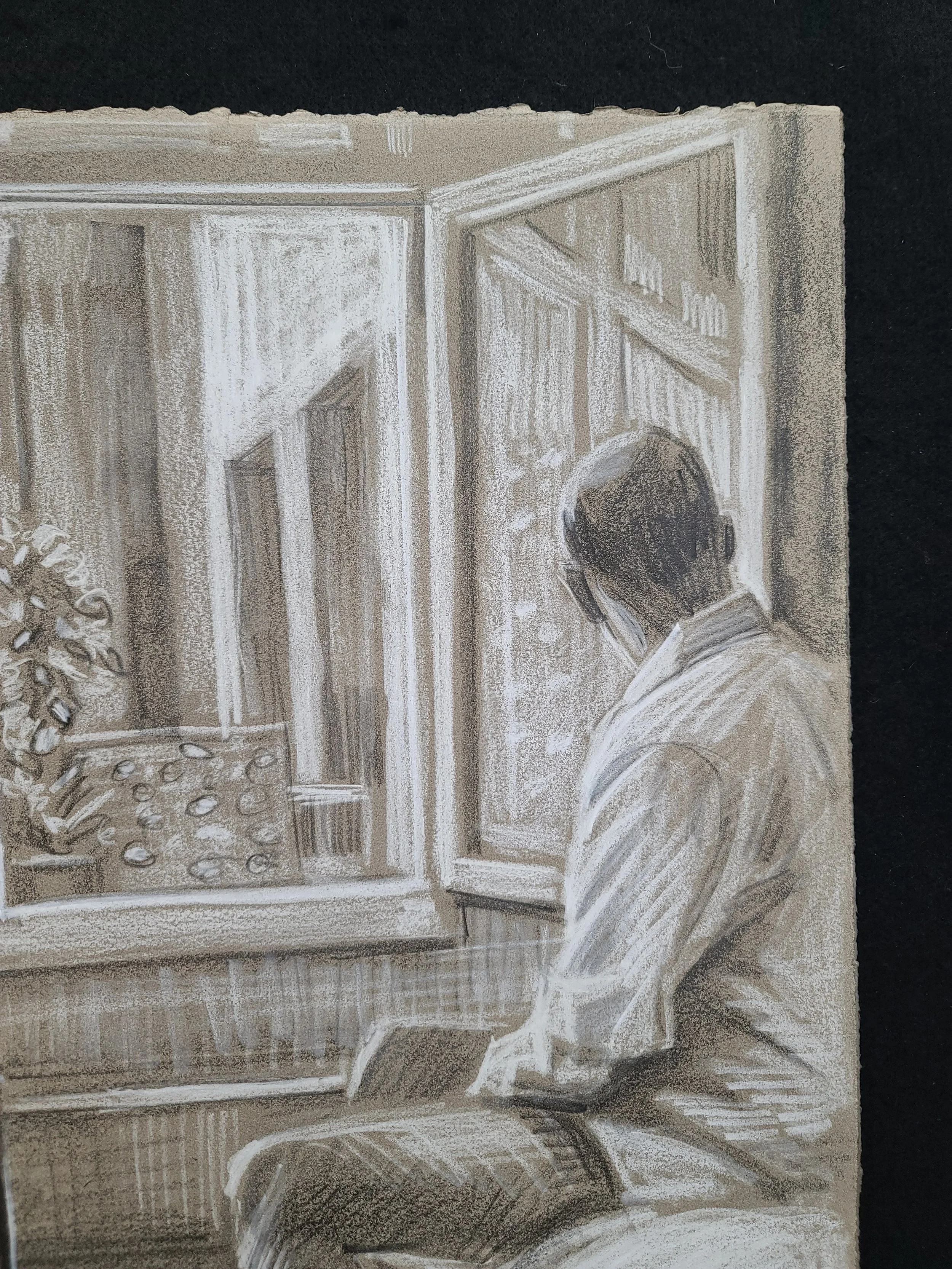 Monday 9-15 AM (Padua) 20x16 inches crayon on toned paper by Kenney Mencher  black (4).jpg