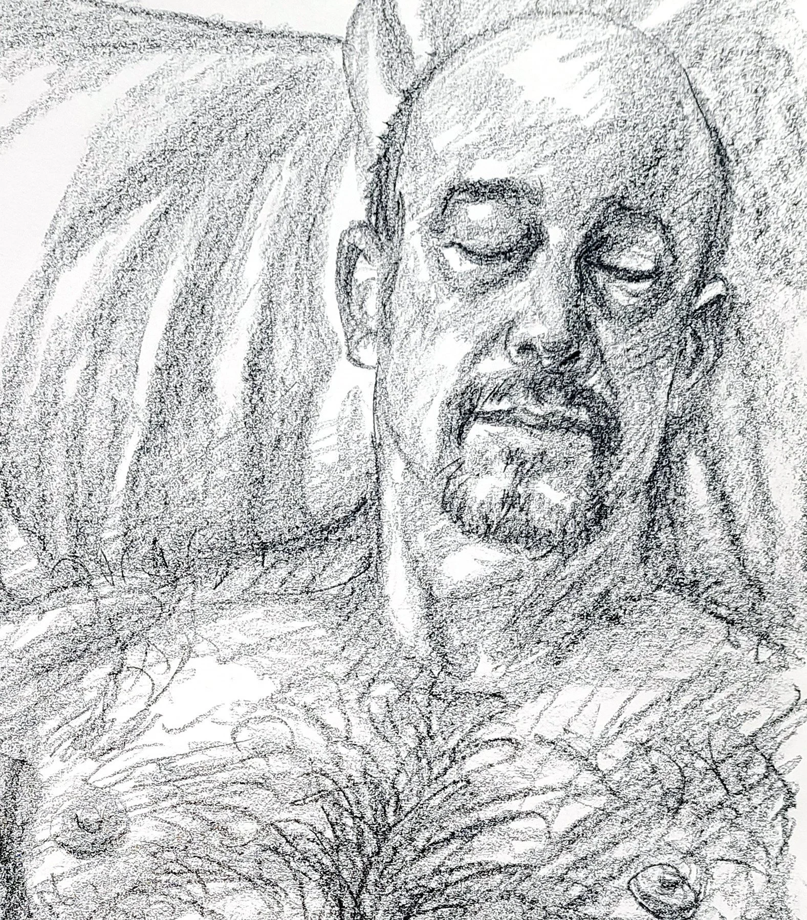 Self Portrait, Dreaming, 24x18 inches, crayon on paper, by Kenney Mencher dtl.jpg