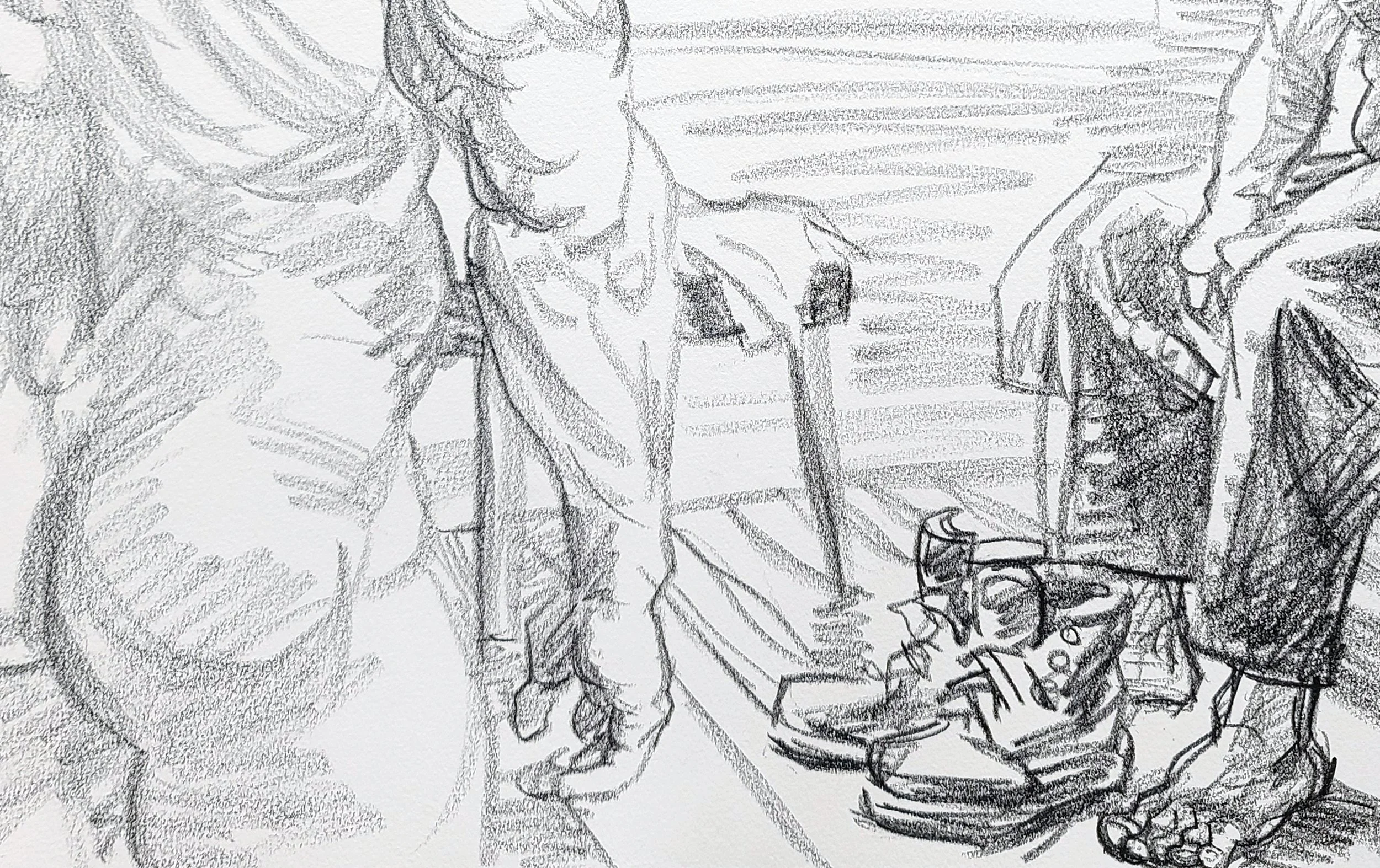 Self Portrait with another Figure, 22x30 inches, crayon on Rives BFK, by Kenney Mencher dtl2.jpg