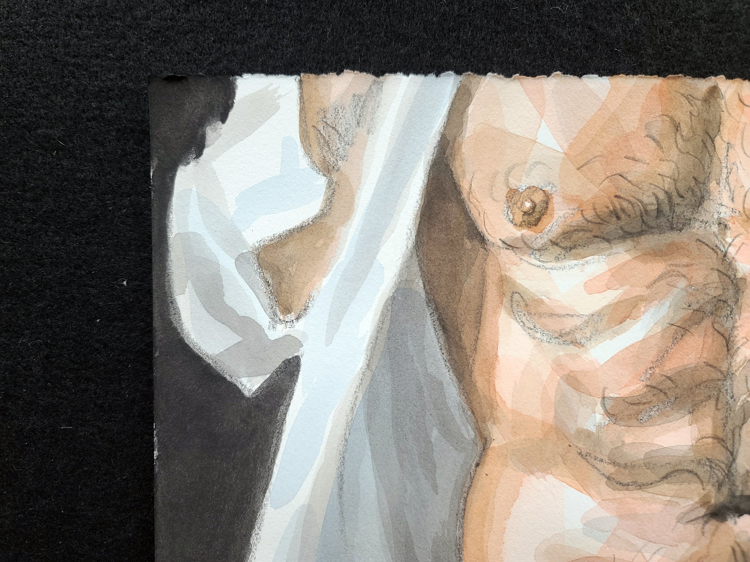 Direct Display, Clock, 11x14 inches, crayon and watercolor on Rives BFK, by Kenney Mencher (6).jpg