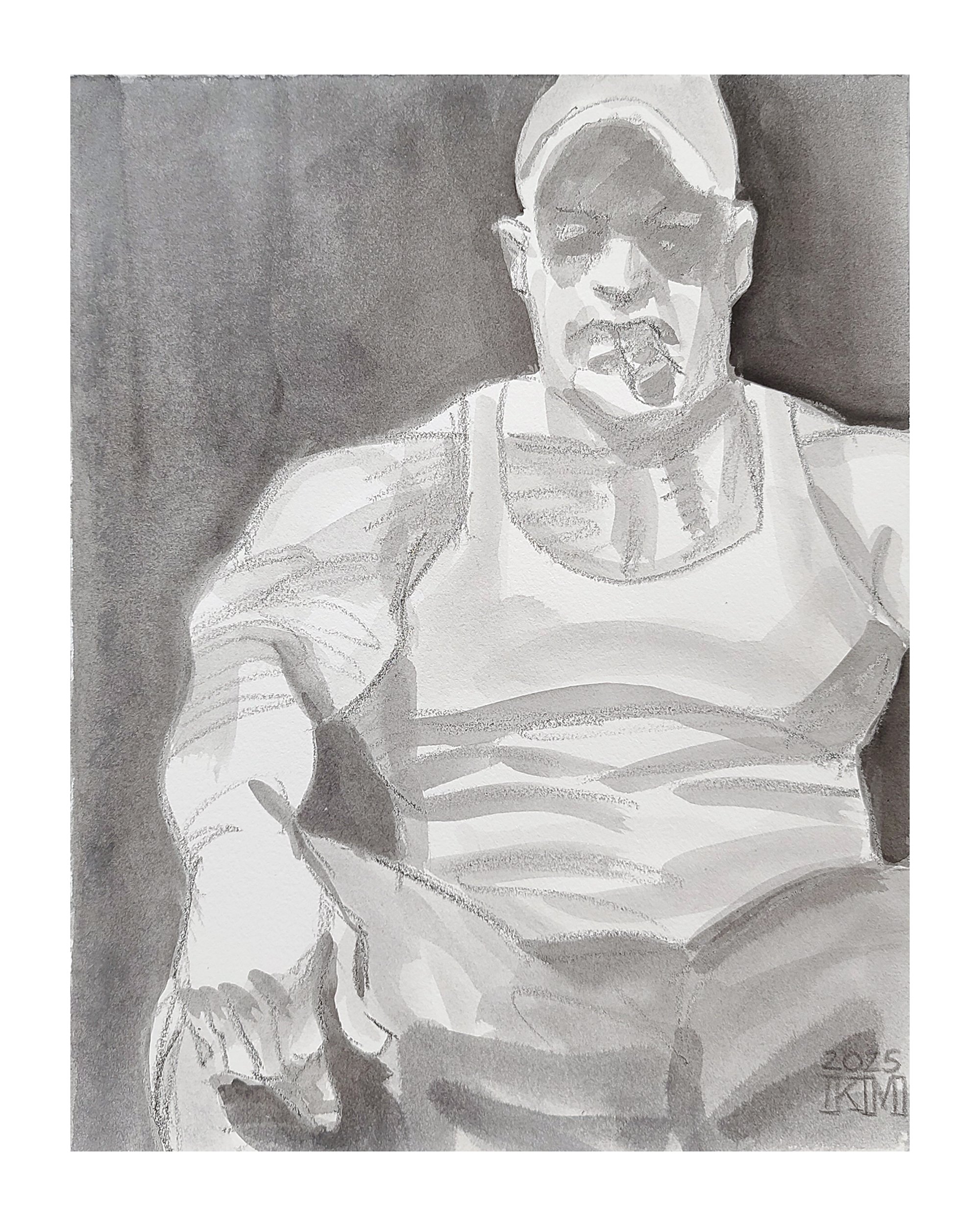 Smoldering, 11x14 inches, crayon and watercolor on Rives BFK, by Kenney Mencher Square .jpg
