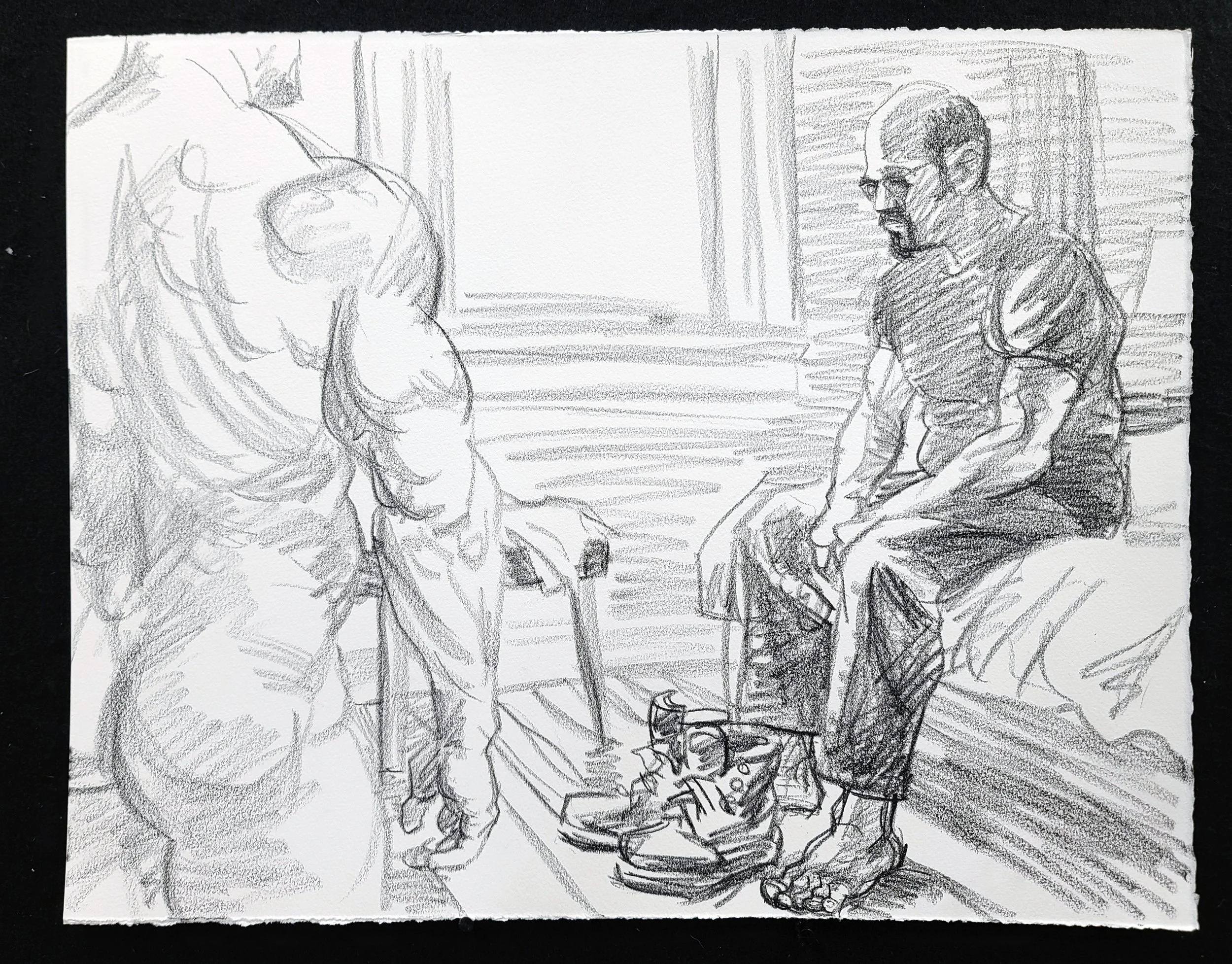 Self Portrait with another Figure, 22x30 inches, crayon on Rives BFK, by Kenney Mencher (1).jpg