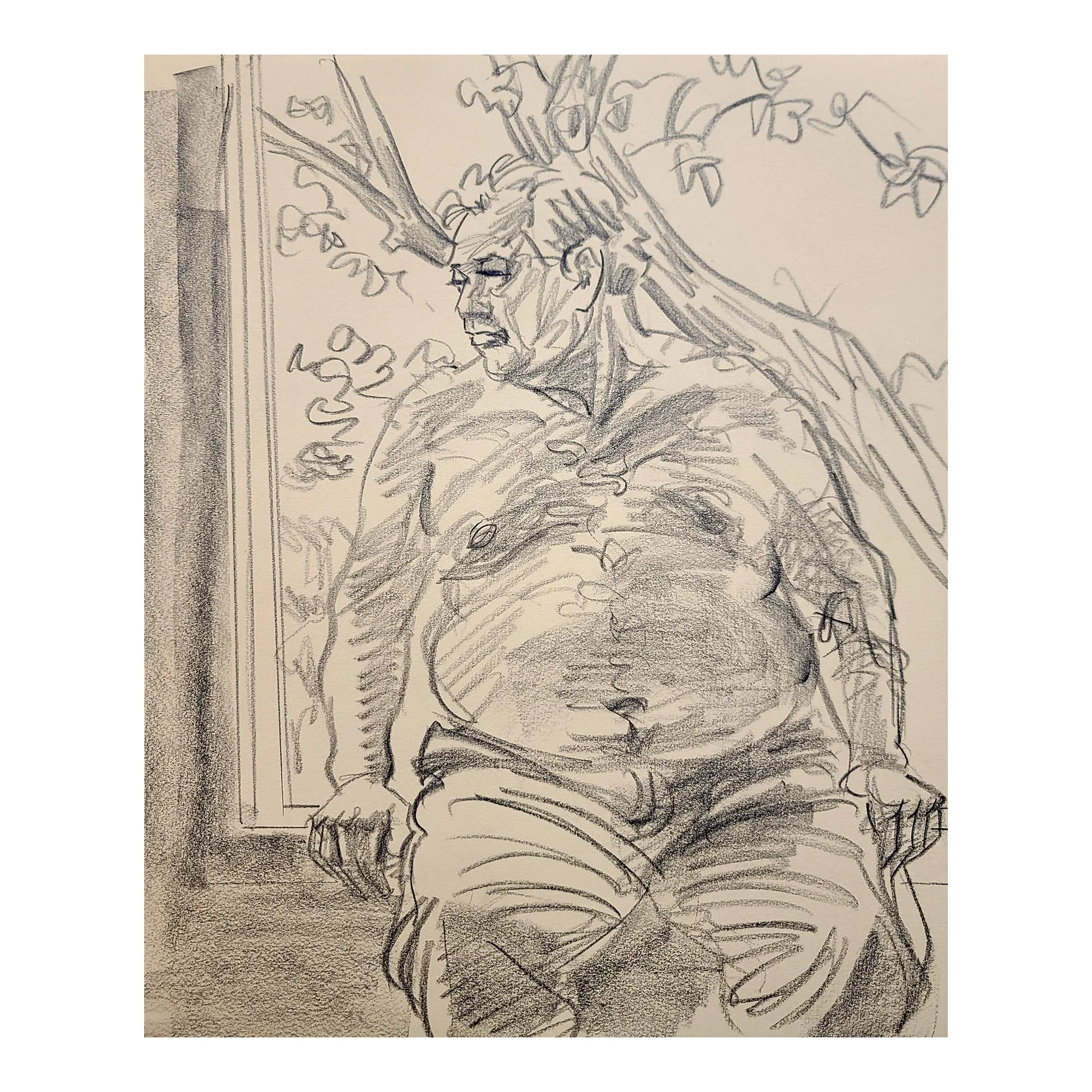 Bear Framed in a Window, 22x16 inches, crayon on paper, by Kenney Mencher Etsy white.jpg