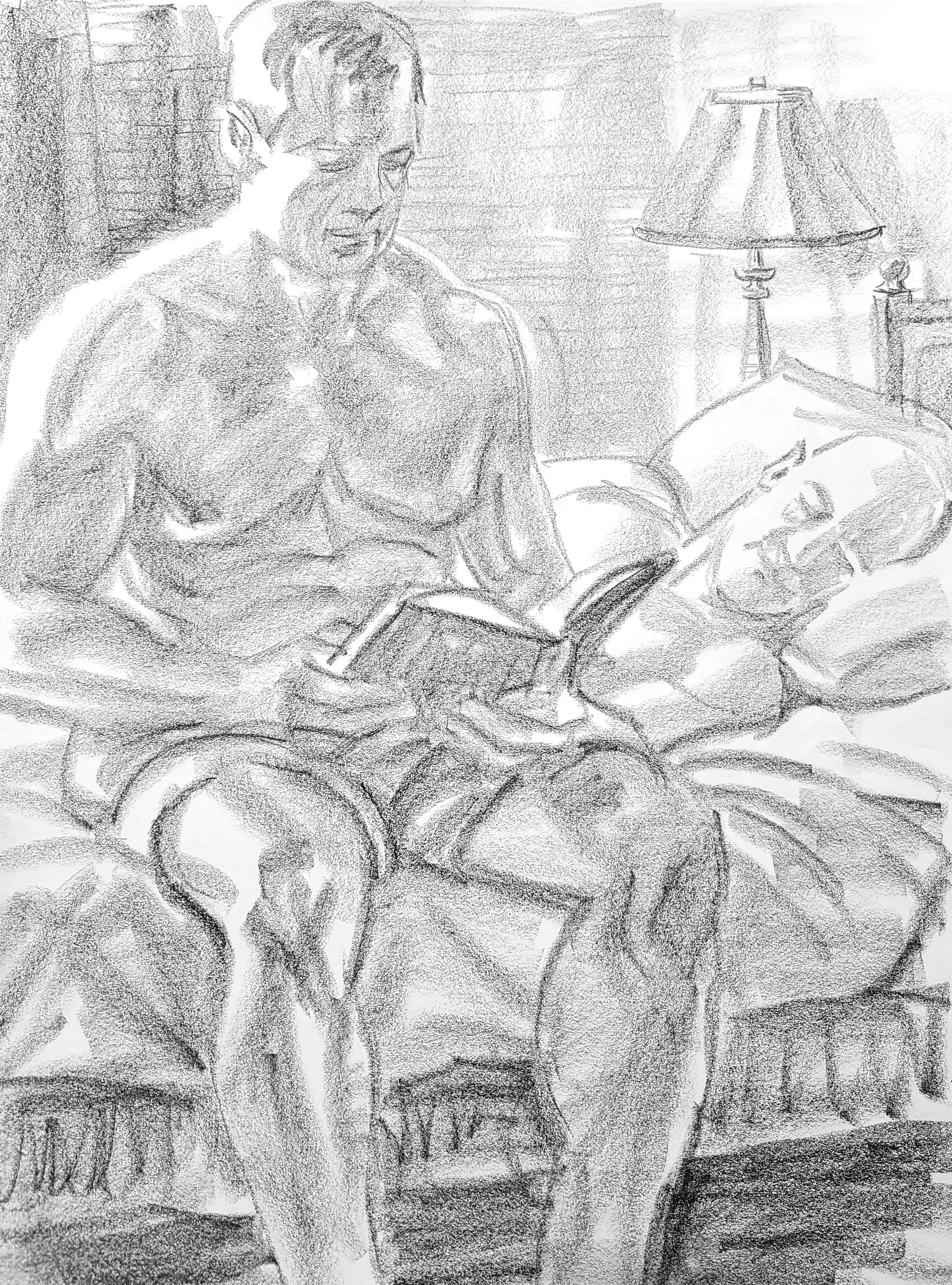 Longtime Companions (2), 24x18 inches, crayon on paper, by Kenney Mencher   .jpg