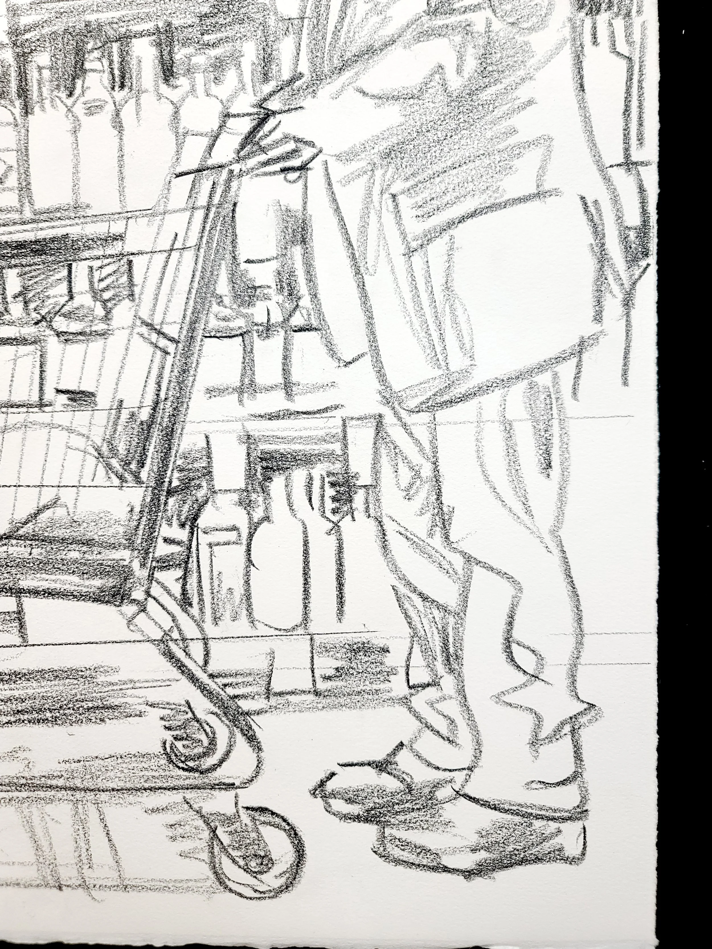 Groceries, Coffee House, 22x16 inches, crayon on paper, by Kenney Mencher (1).jpg