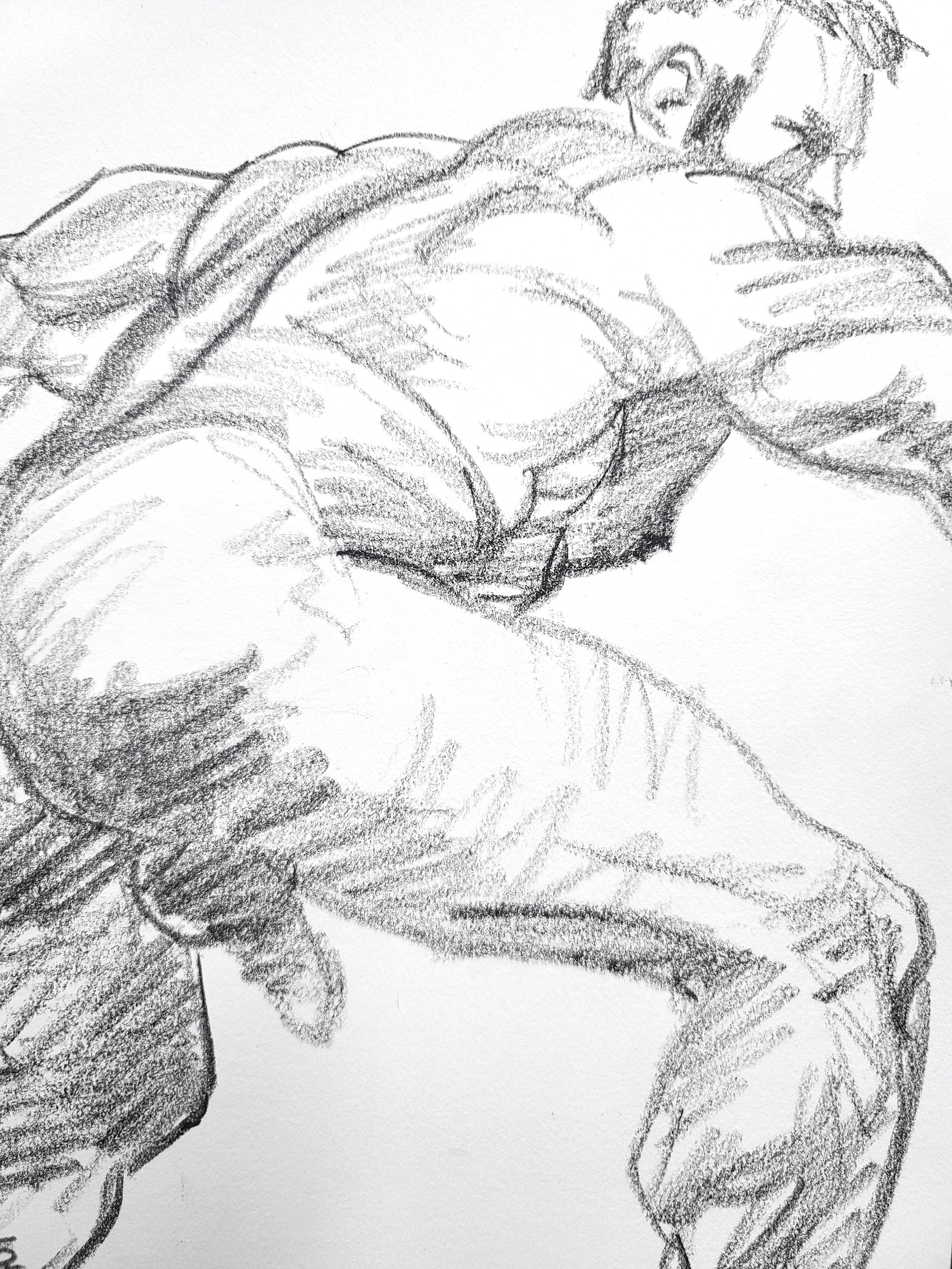 A Man of Action, 11x14 inches, crayon on Rives BFK by Kenney Mencher (1).jpg