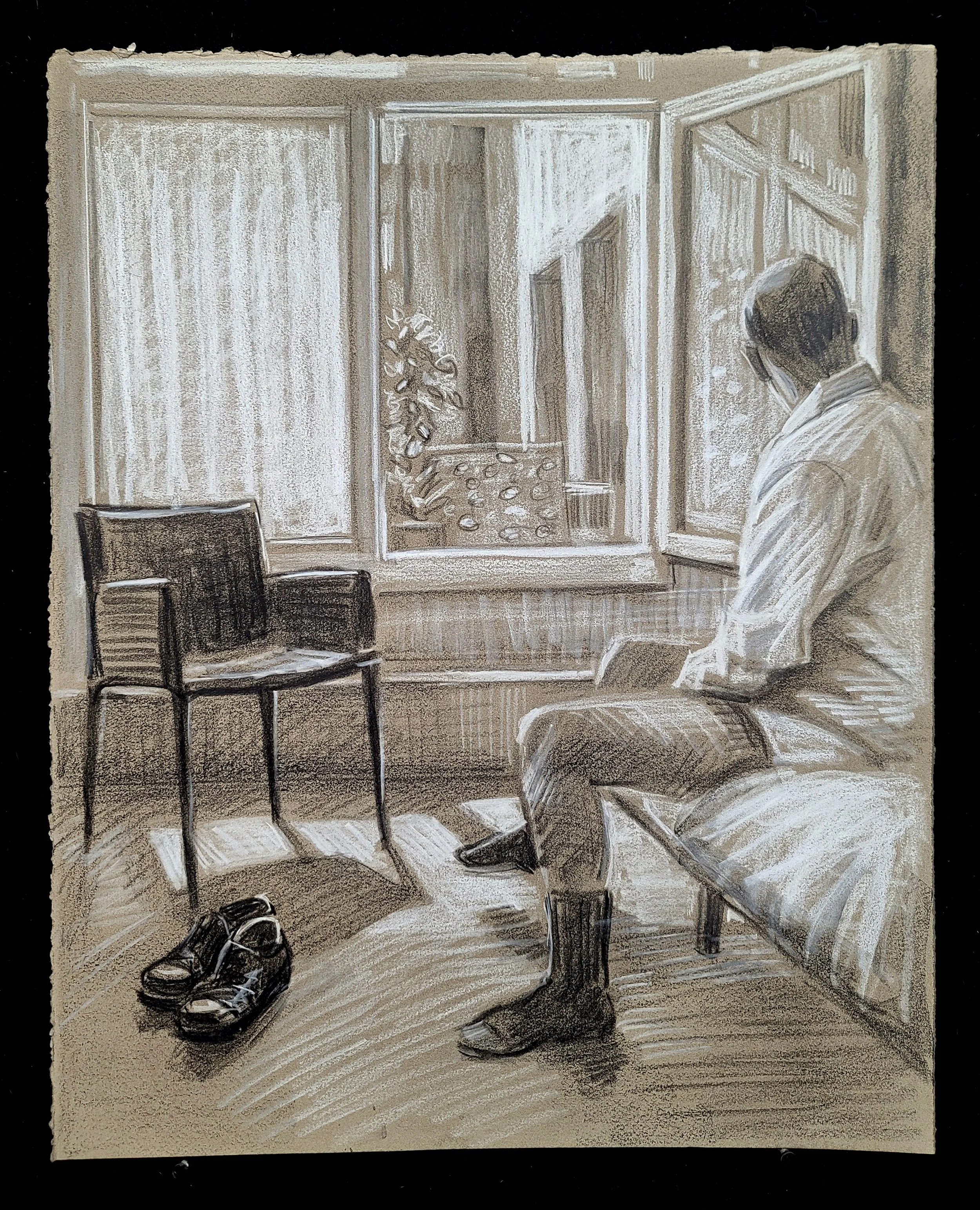 Monday 9-15 AM (Padua) 20x16 inches crayon on toned paper by Kenney Mencher  black (2).jpg