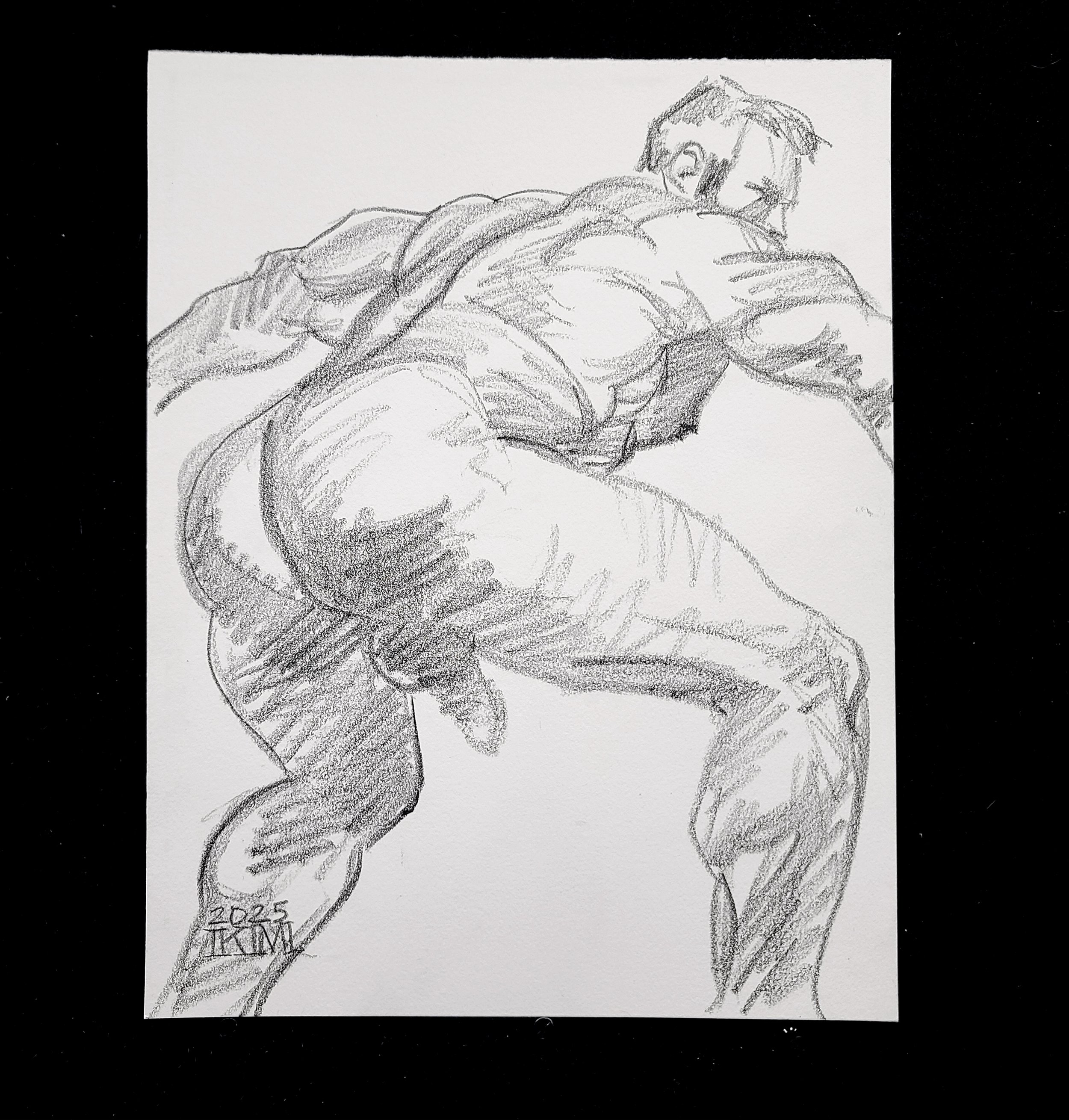 A Man of Action, 11x14 inches, crayon on Rives BFK by Kenney Mencher (2).jpg