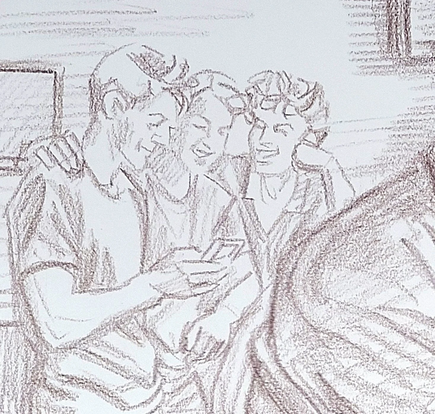 Saturday Night in a Bar, 20x16 inches, crayon on toned paper by Kenney Mencher dtl.jpg