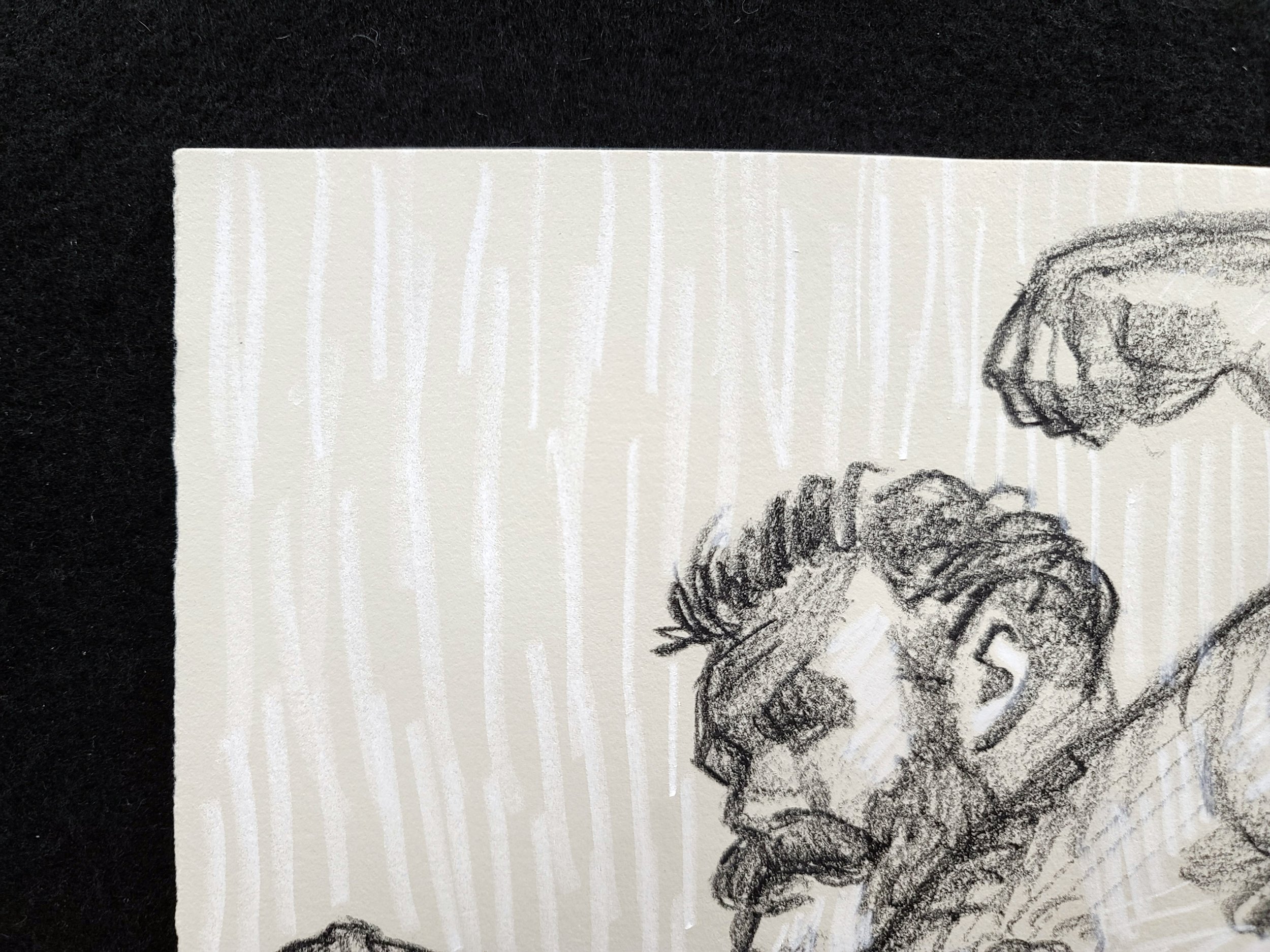 Beef and Bravado, 11x14 inches, black and white crayon on gray Rives BFK, by Kenney Mencher (3).jpg
