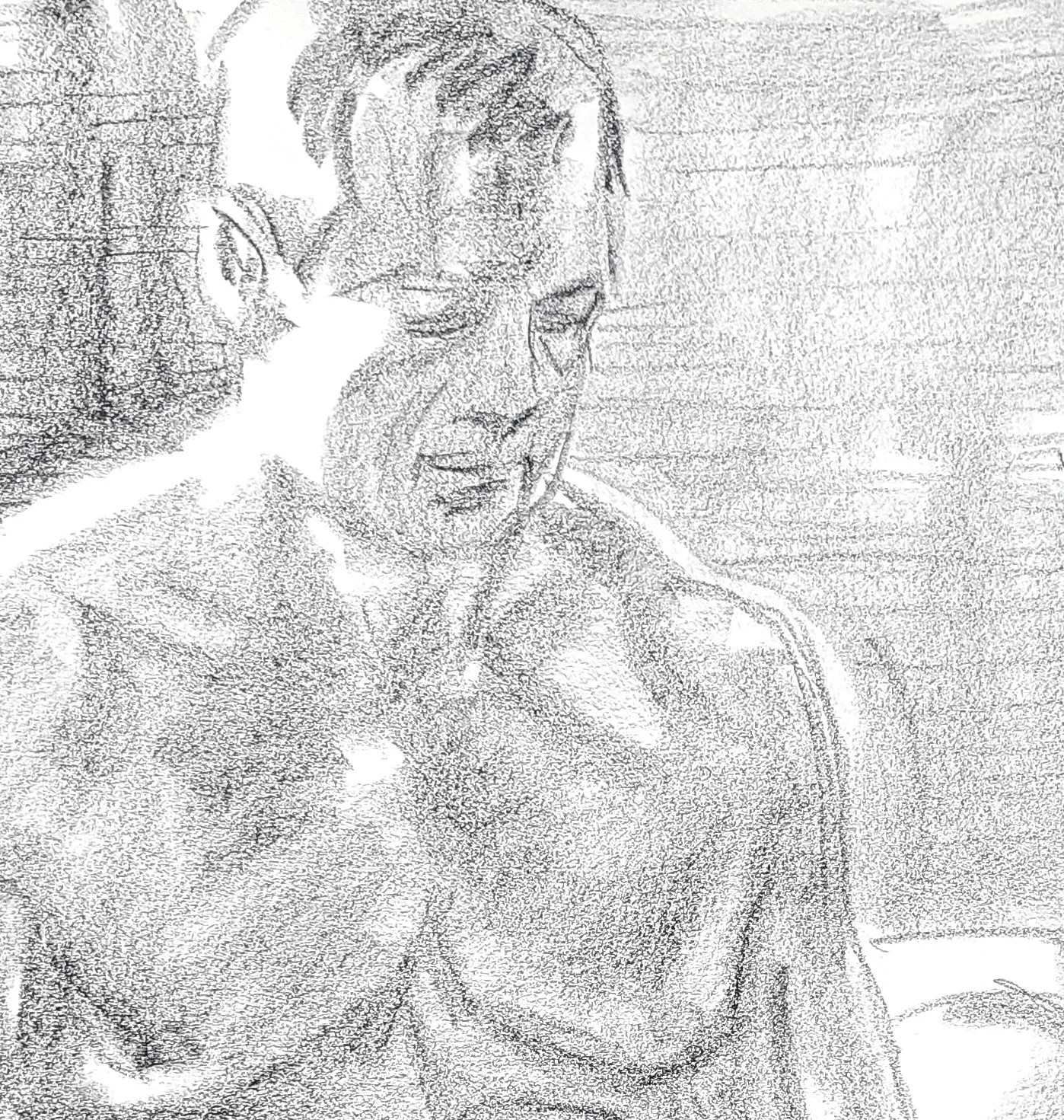 Longtime Companions (2), 24x18 inches, crayon on paper, by Kenney Mencher dtl.jpg
