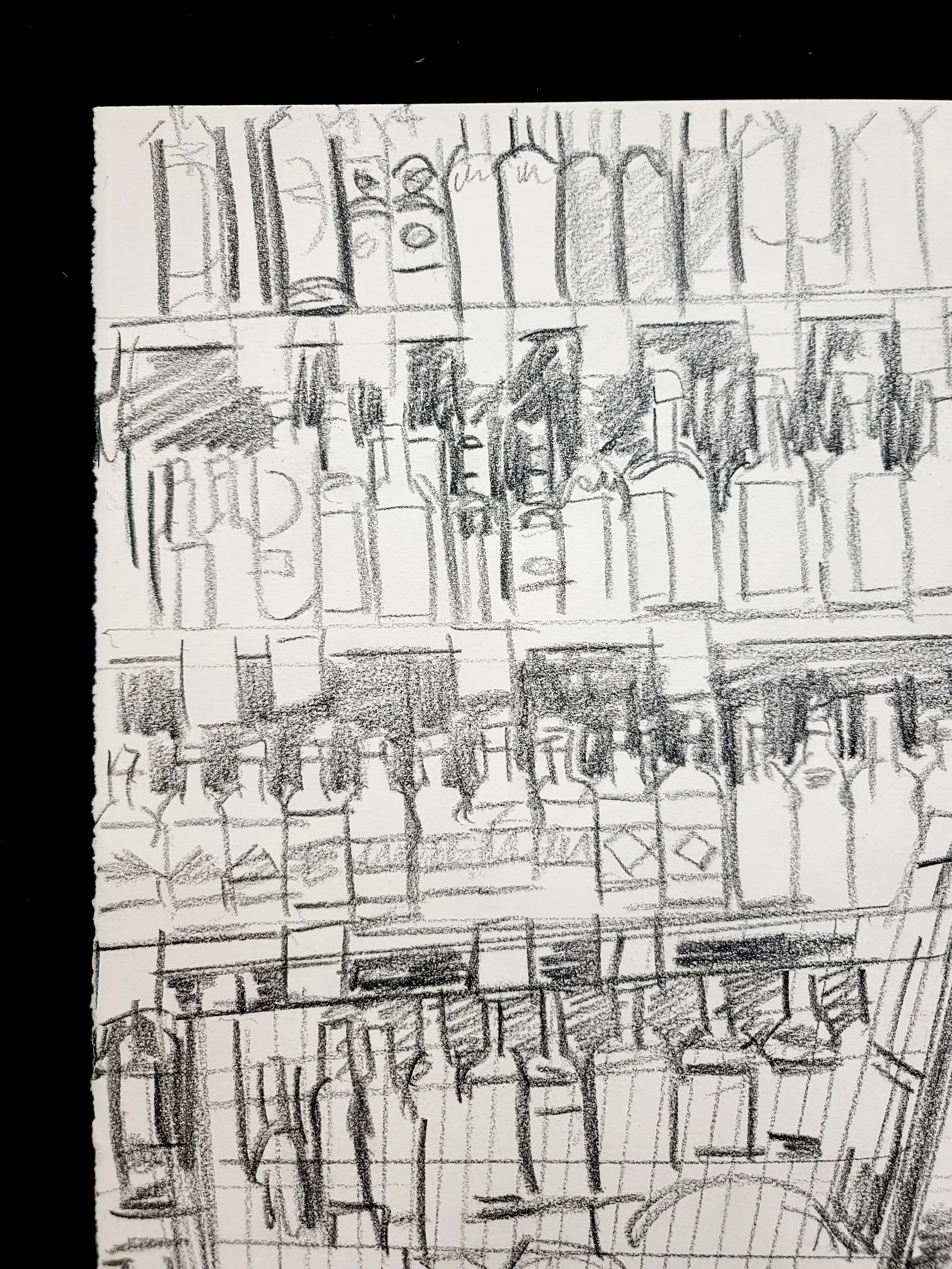Groceries, Coffee House, 22x16 inches, crayon on paper, by Kenney Mencher (4).jpg