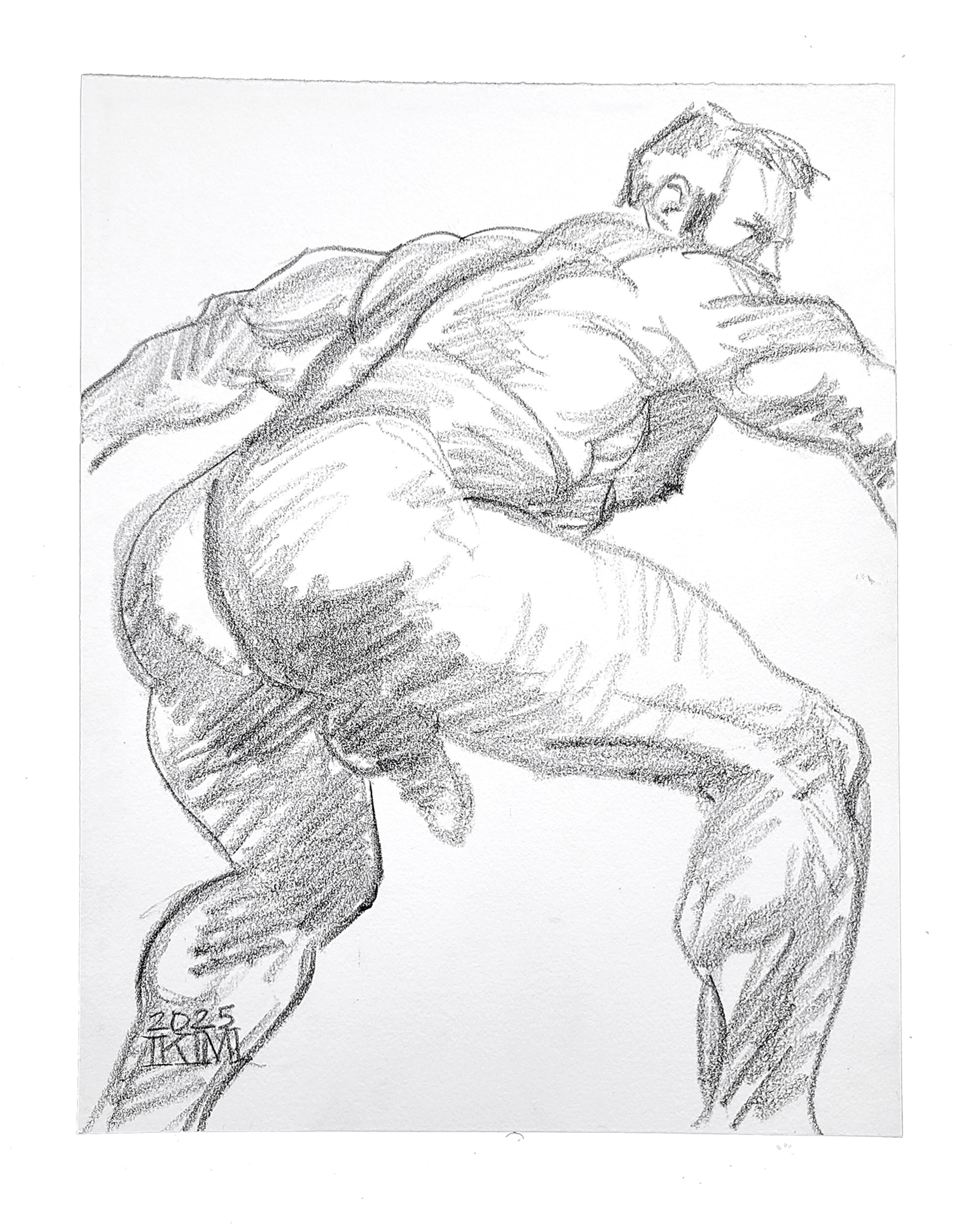 A Man of Action, 11x14 inches, crayon on Rives BFK by Kenney Mencher Square .jpg