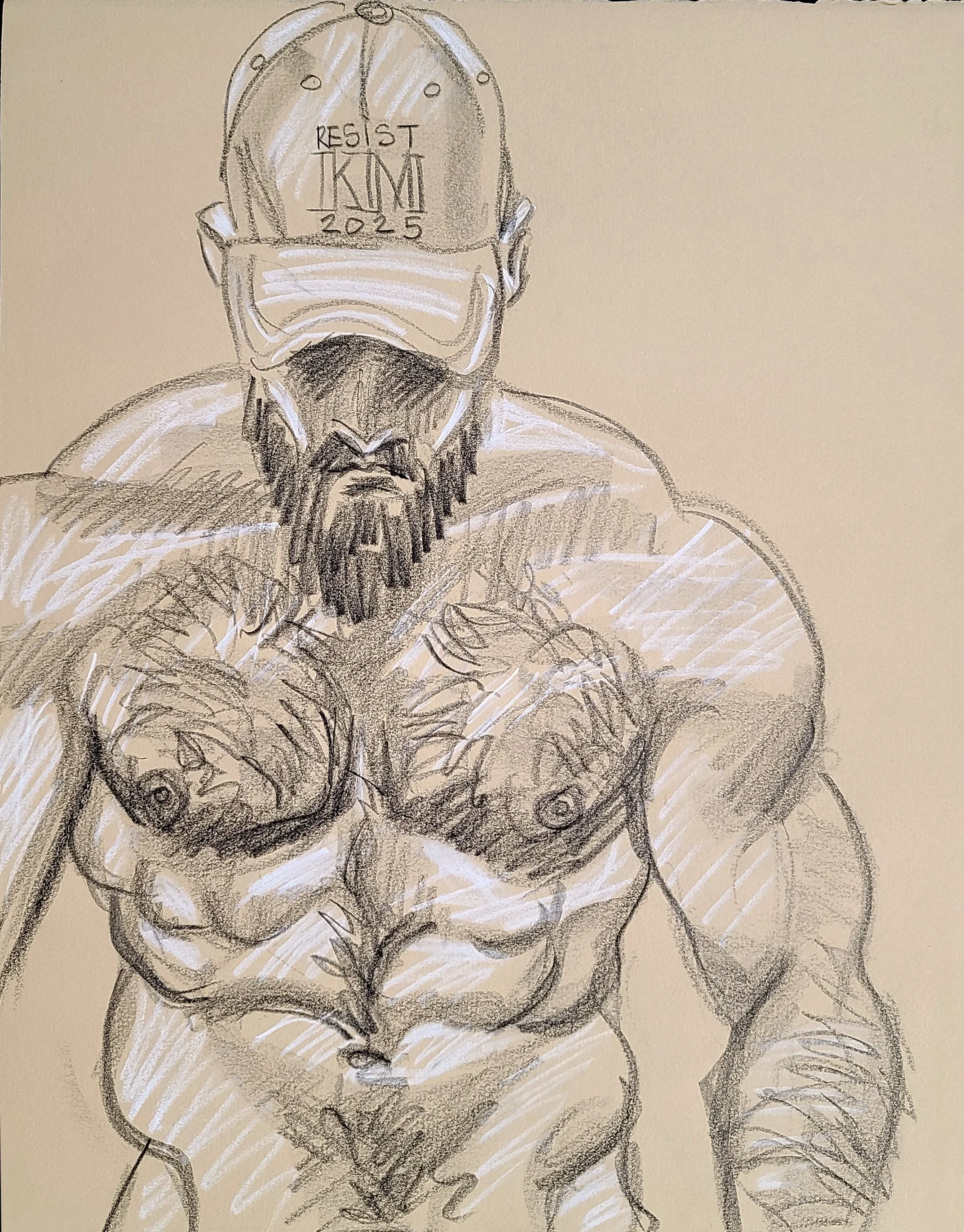 Rough Trade Resister, 16x20 inches, crayon and pastel on tan paper, by Kenney Mencher (3).jpg