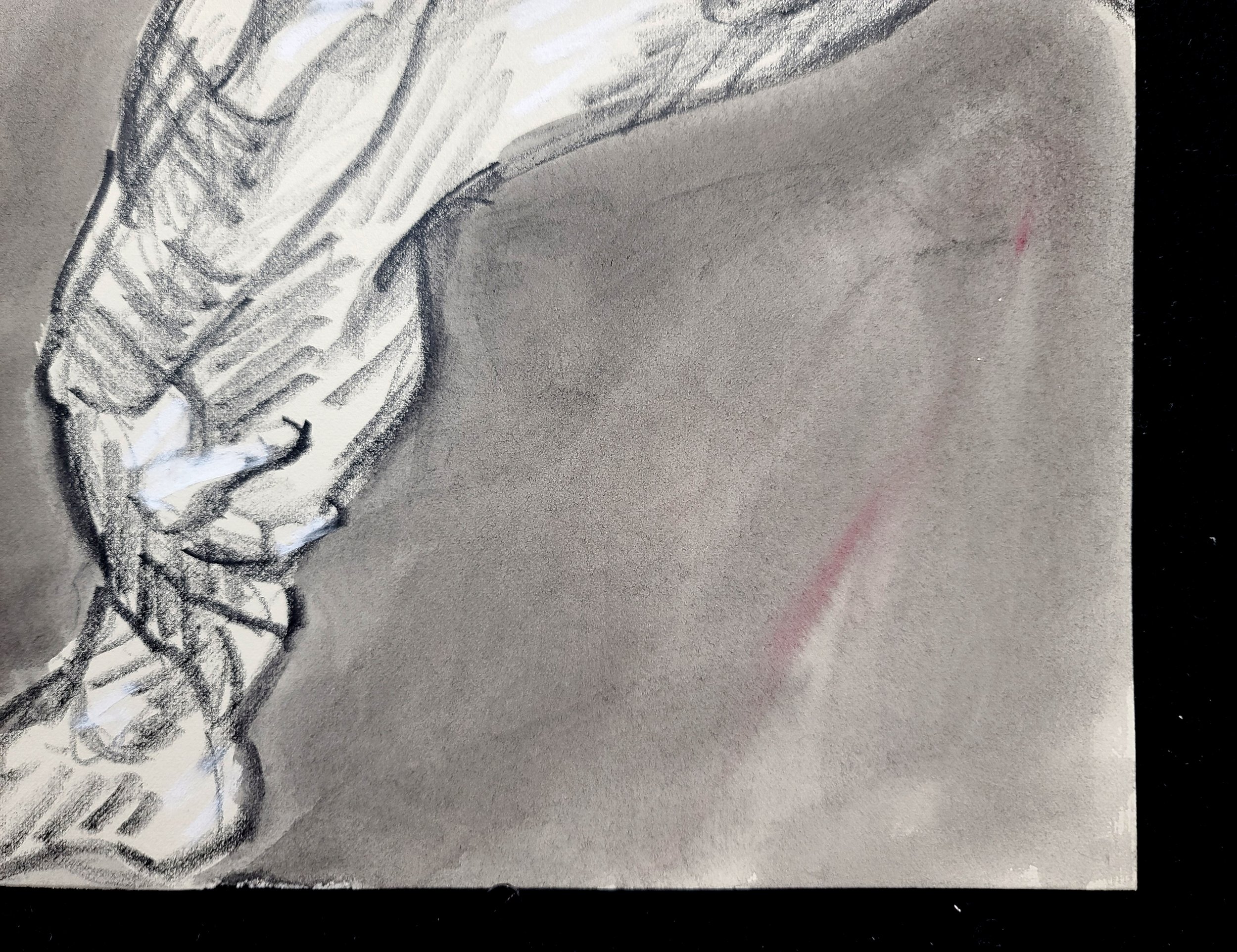 Stretching, 11x14 inches, crayon and watercolor on tan Rives BFK by Kenney Mencher (6).jpg