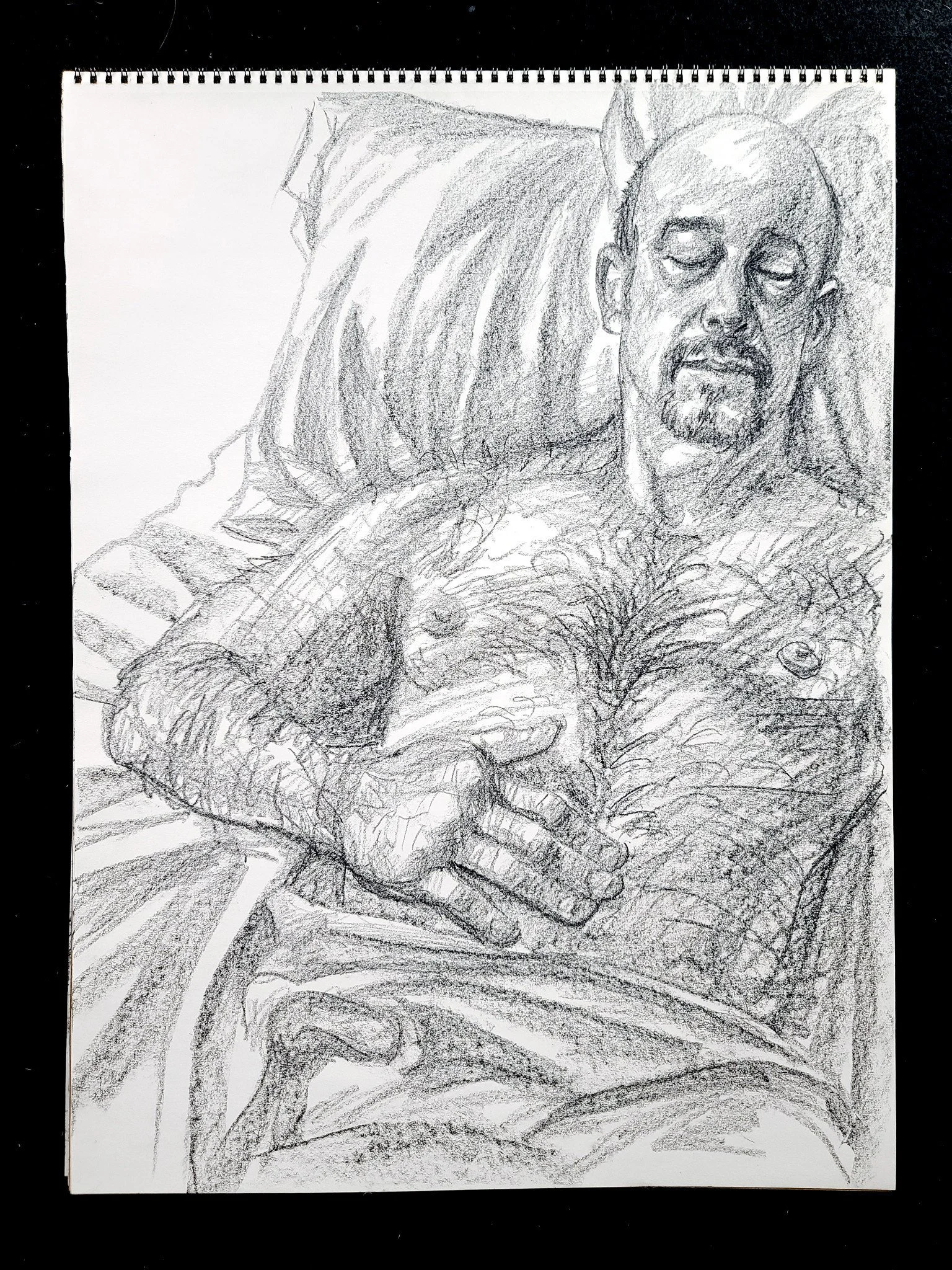 Self Portrait, Dreaming, 24x18 inches, crayon on paper, by Kenney Mencher (2).jpg