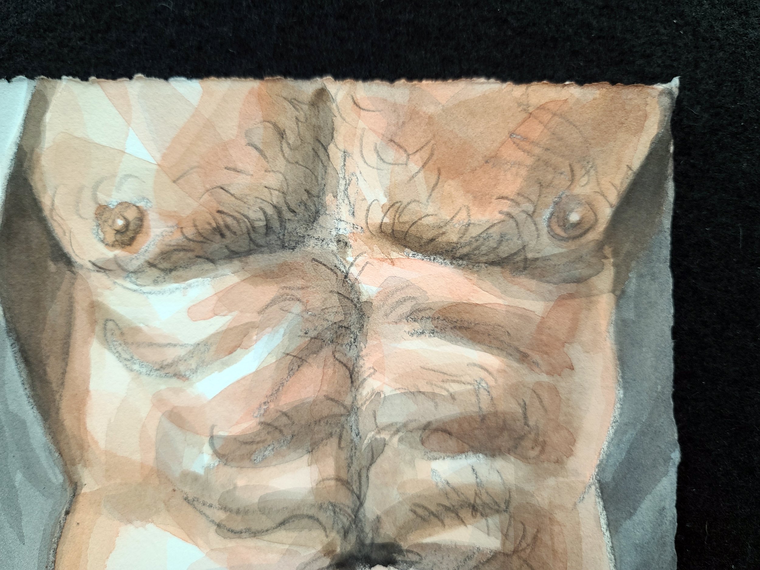 Direct Display, Clock, 11x14 inches, crayon and watercolor on Rives BFK, by Kenney Mencher (7).jpg