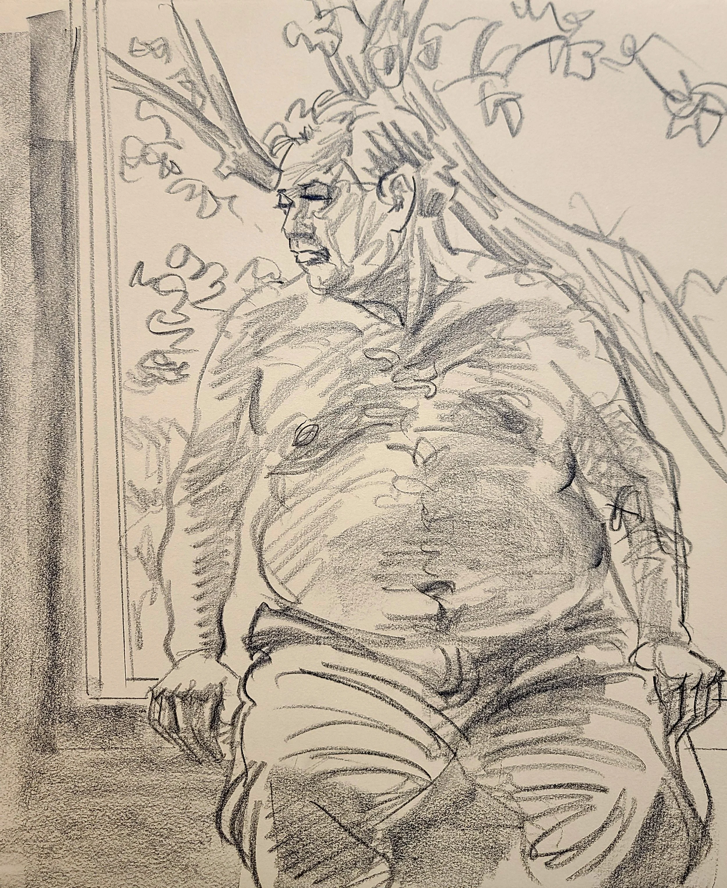 Bear Framed in a Window, 22x16 inches, crayon on paper, by Kenney Mencher .jpg