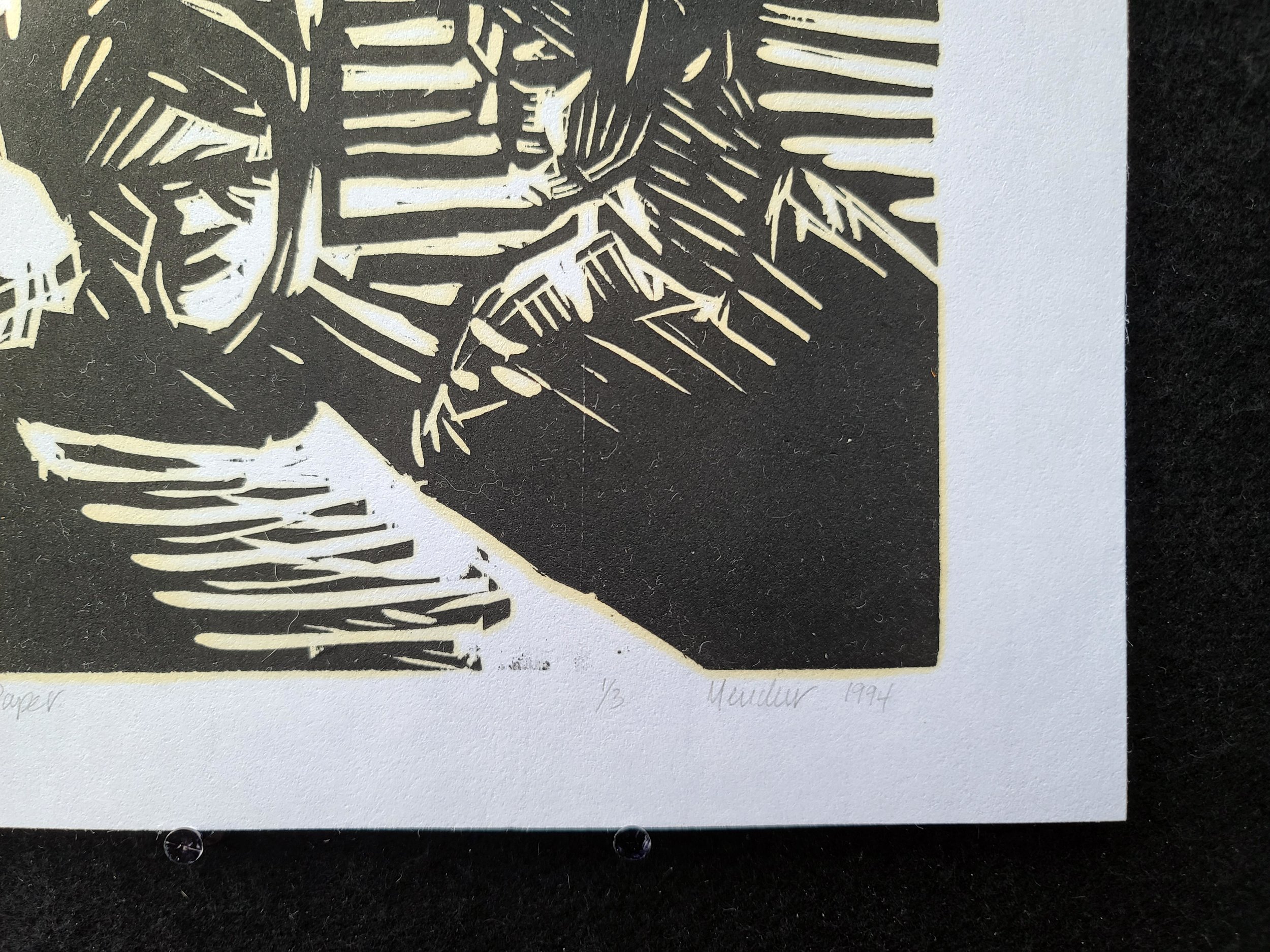 1994, The Paper, 8 .5 x11 inches, reduction woodcut, (1 out of 4) by Kenney Mencher (3).jpg