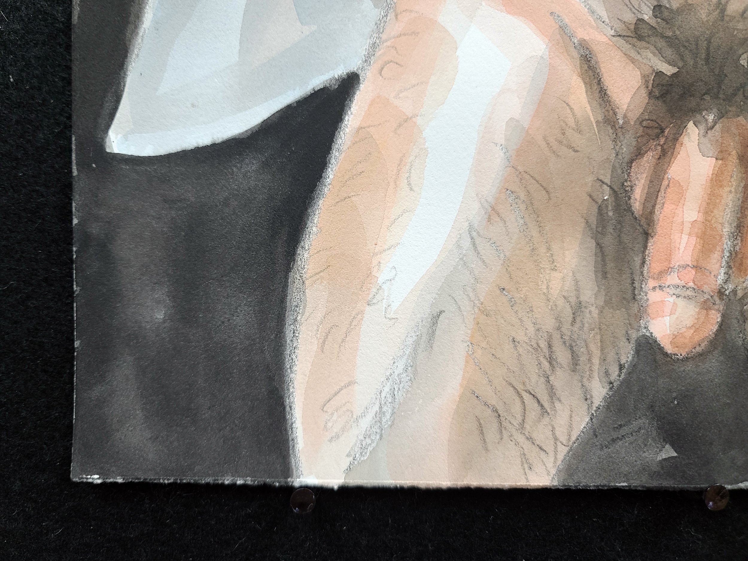 Direct Display, Clock, 11x14 inches, crayon and watercolor on Rives BFK, by Kenney Mencher (5).jpg