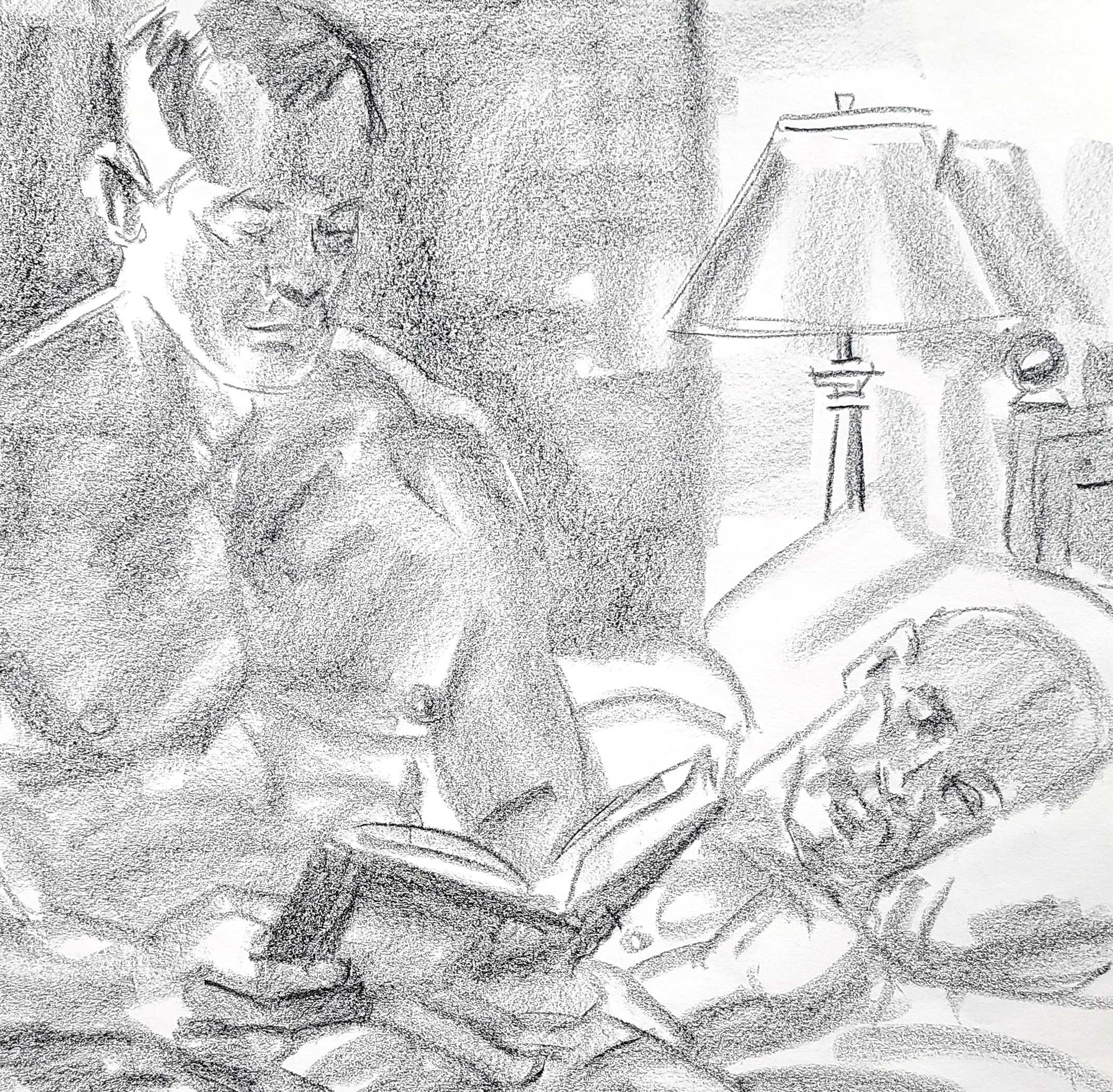 Longtime Companions (1), 24x18 inches, crayon on paper, by Kenney Mencher dtl.jpg