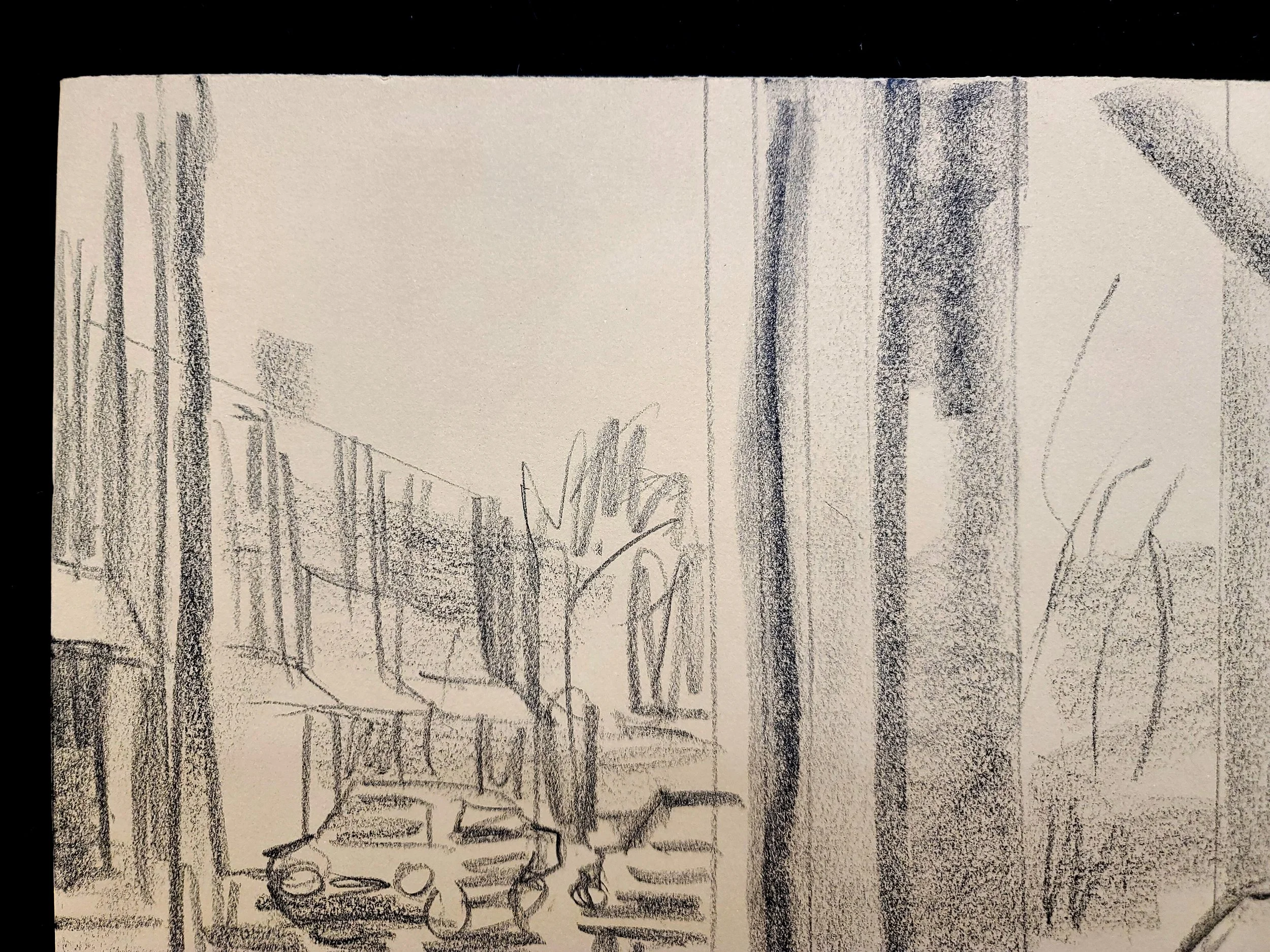 Coffee House, 16x22 inches, crayon on paper, by Kenney Mencher (3).jpg