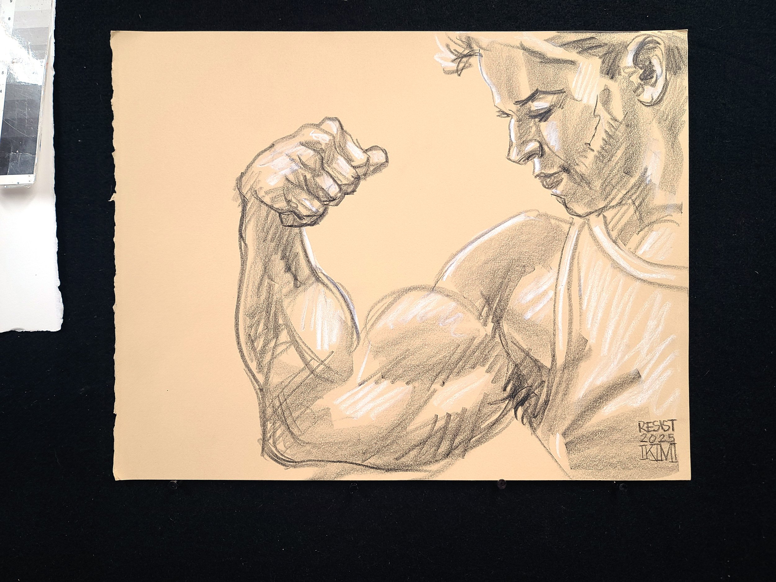 Yes We Can, 16x20 inches, black and white crayon on tan paper by Kenney Mencher (3).jpg