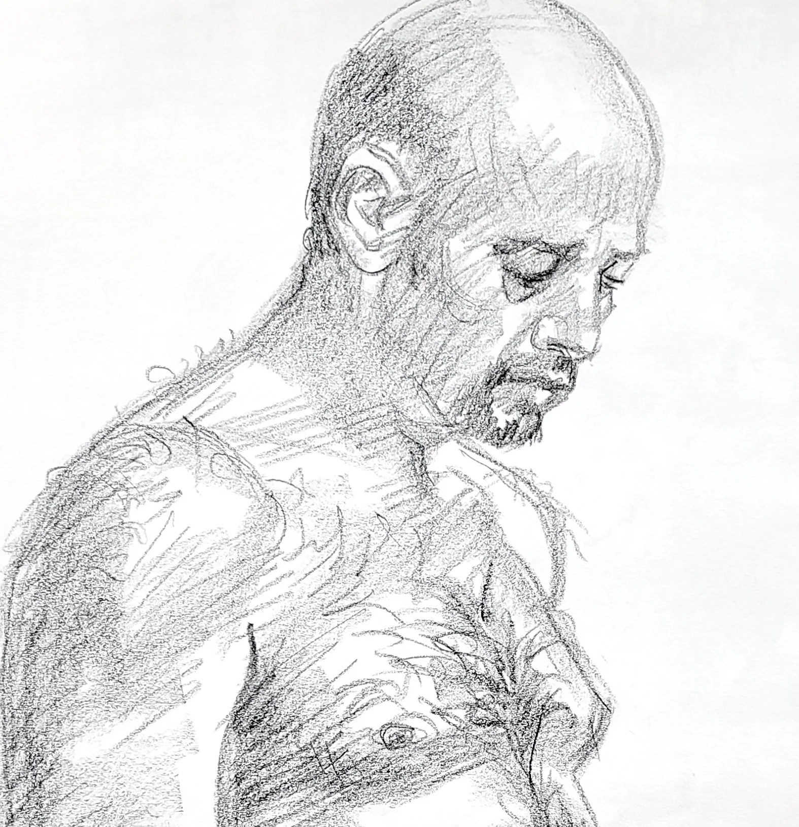 Self Portrait in Underwear, 24x18 inches, crayon on paper, by Kenney Mencher dtl.jpg