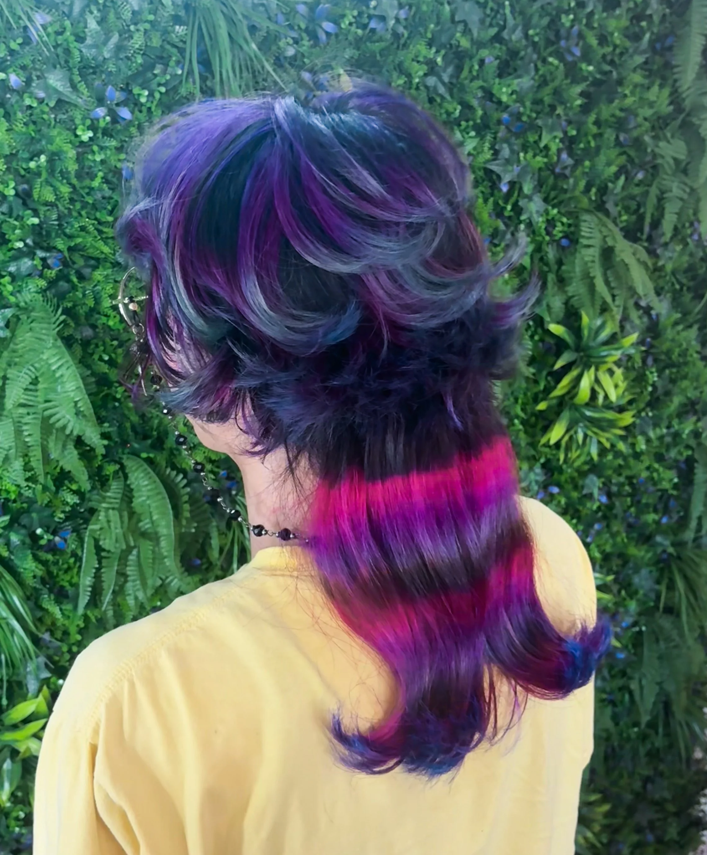 Jellyfish cut with purple, red, and blue color design