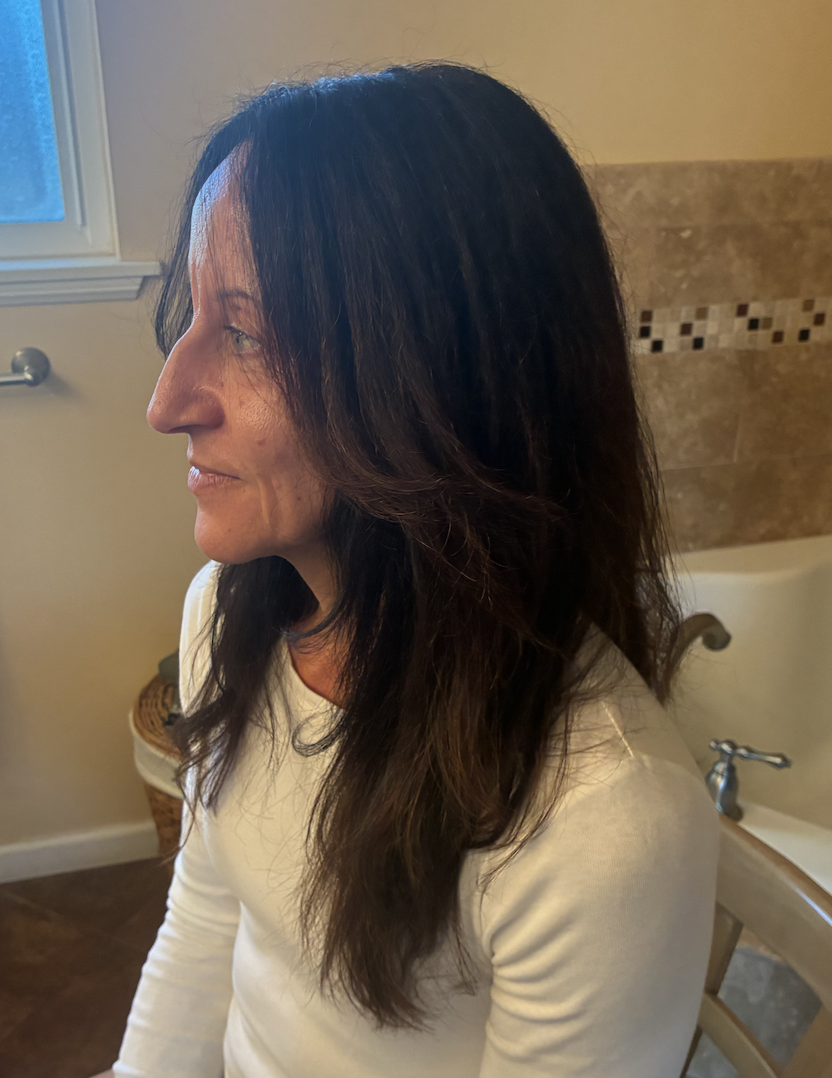 Long layers with curtain bangs