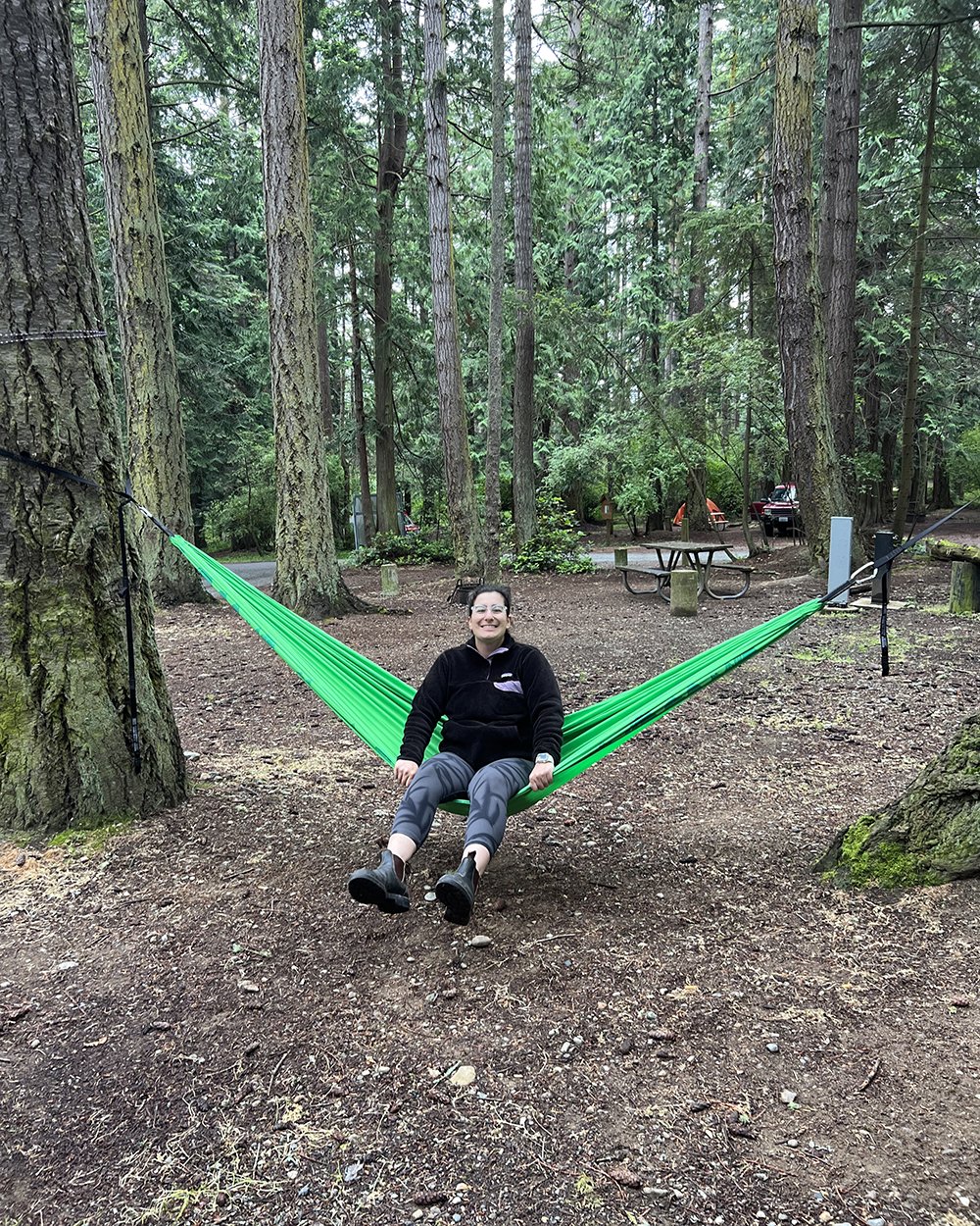  Alexis in another one of her happy places, a hammock in the forest.  