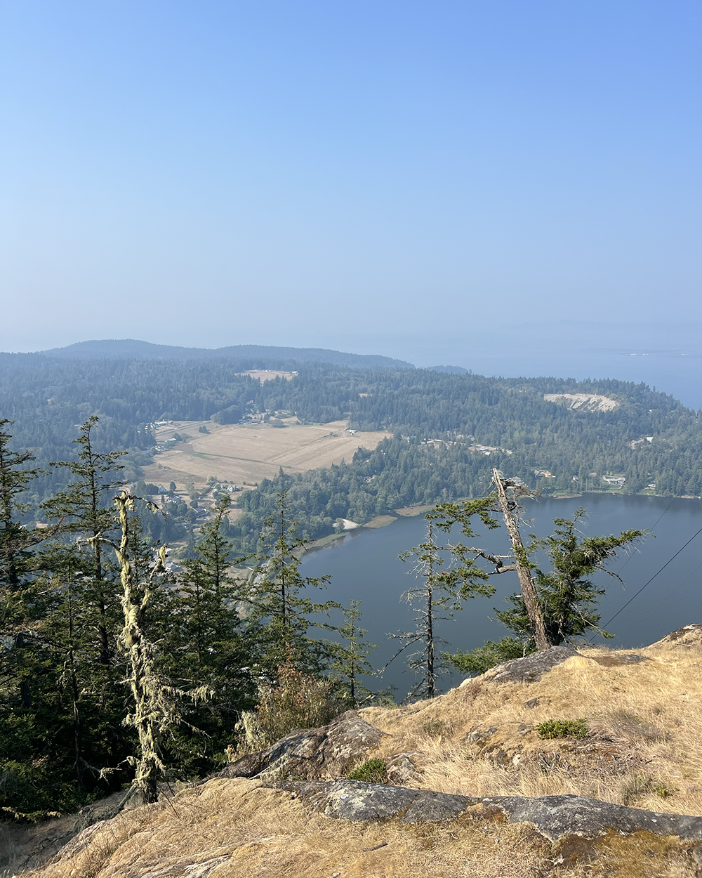  One of the best parts of climbing in Anacortes is the views you get, even when it’s a little smoky out. 