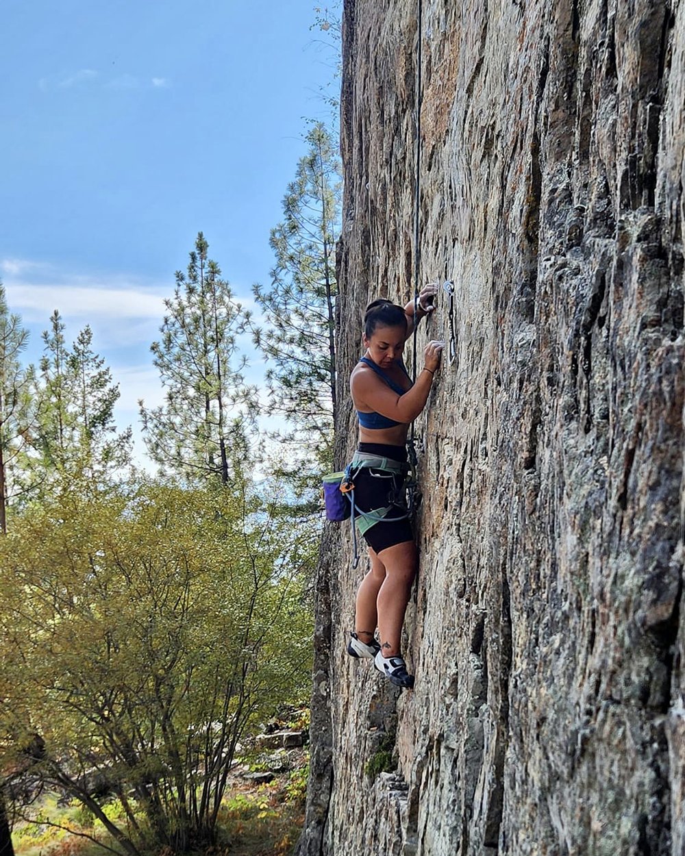  Me pushing grades on top rope, attempting Colours of the Wind 5.11a on the Claim-it-All wall.  