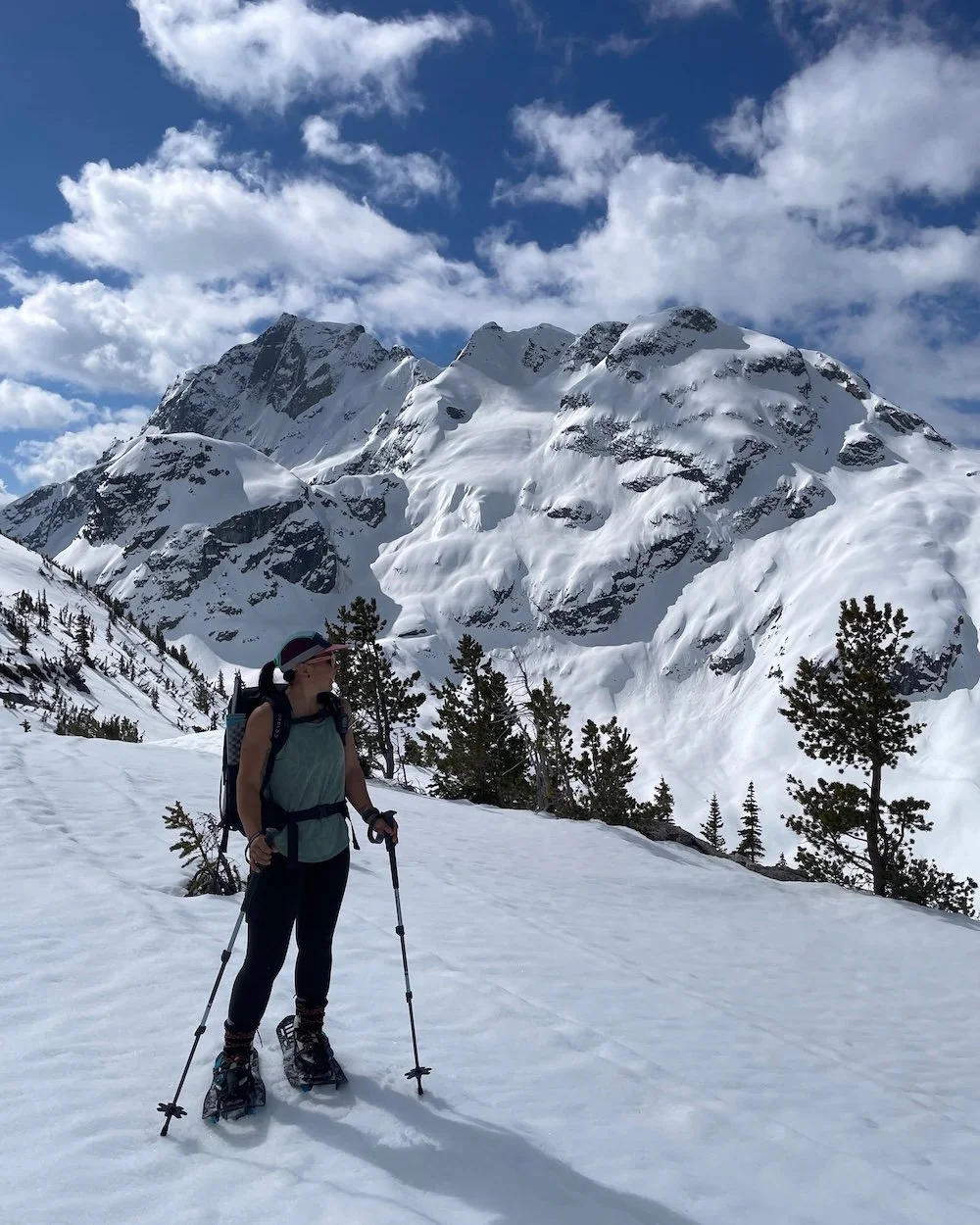  Looking like I love snowshoeing with Joffre Peak in the background.  