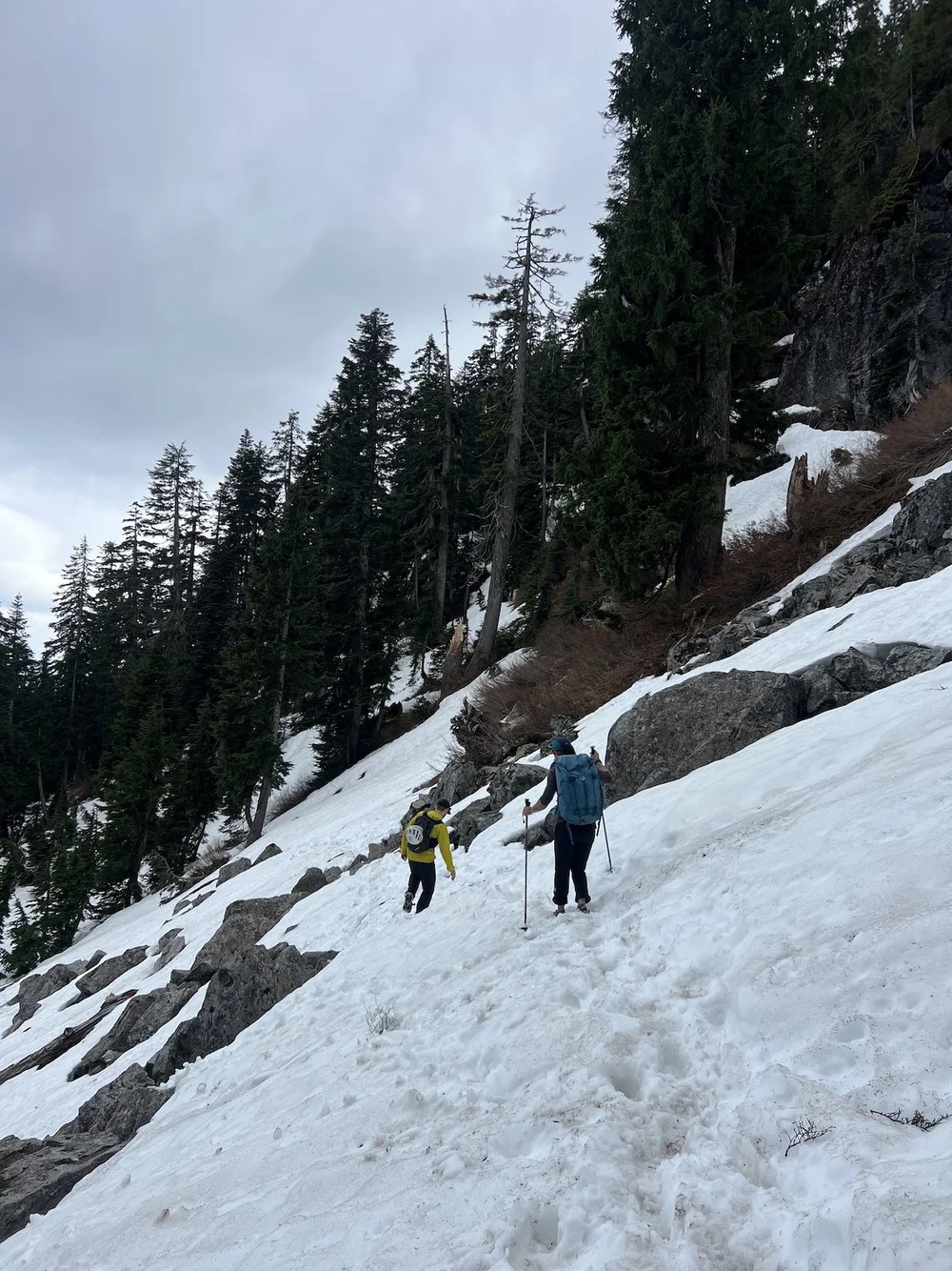  Chris and Liz carefully crossing the boulder field.  