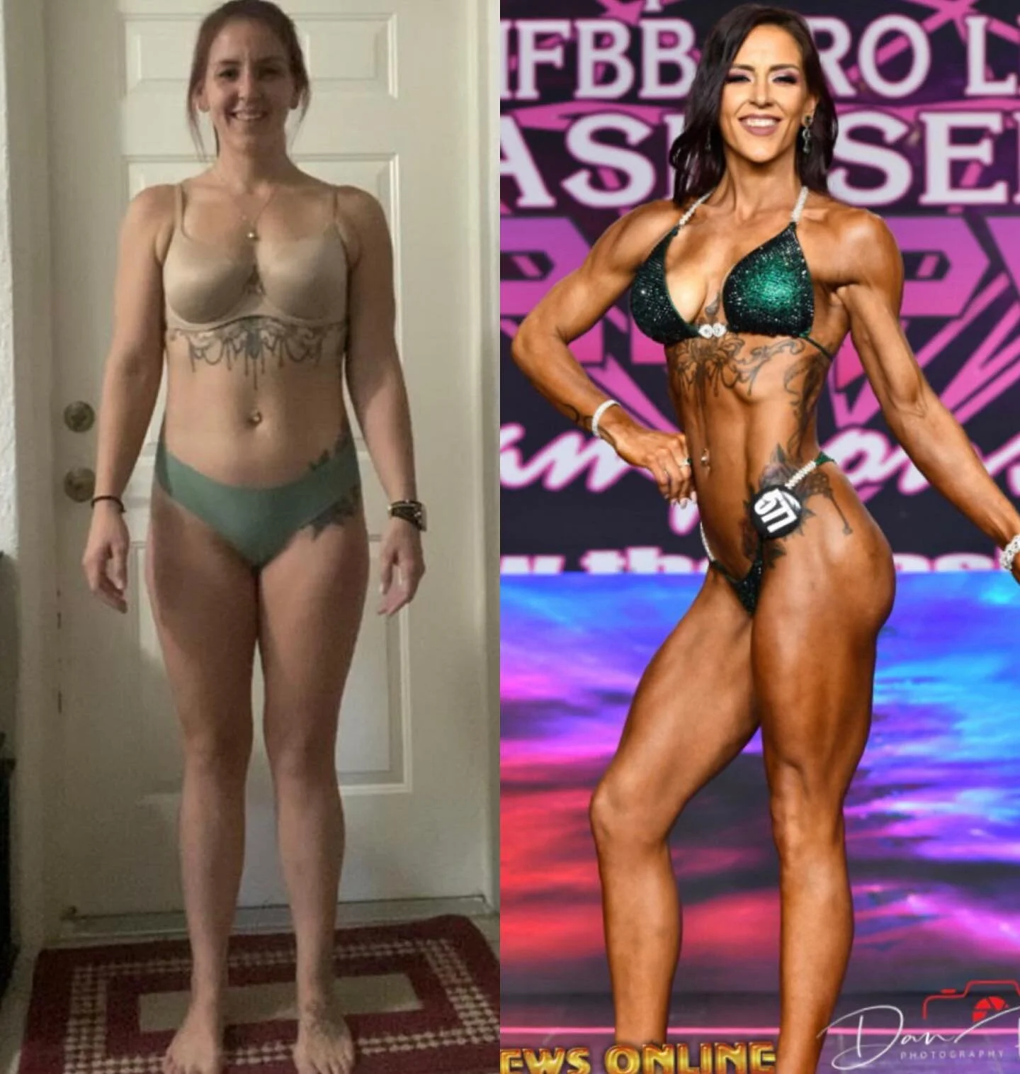The 8 month journey to the NPC stage with @samirose626 💃🏼⁣
⁣
To make this kind of progress (naturally!!) in 8 months is incredible. She is made for this!⁣
⁣
🔹 Calories were never lower than 1,900 (because we prepped her metabolism for prep!)⁣
🔹 O