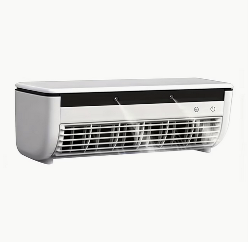Aire acondicionado portátil blanco con controles en la parte frontal.